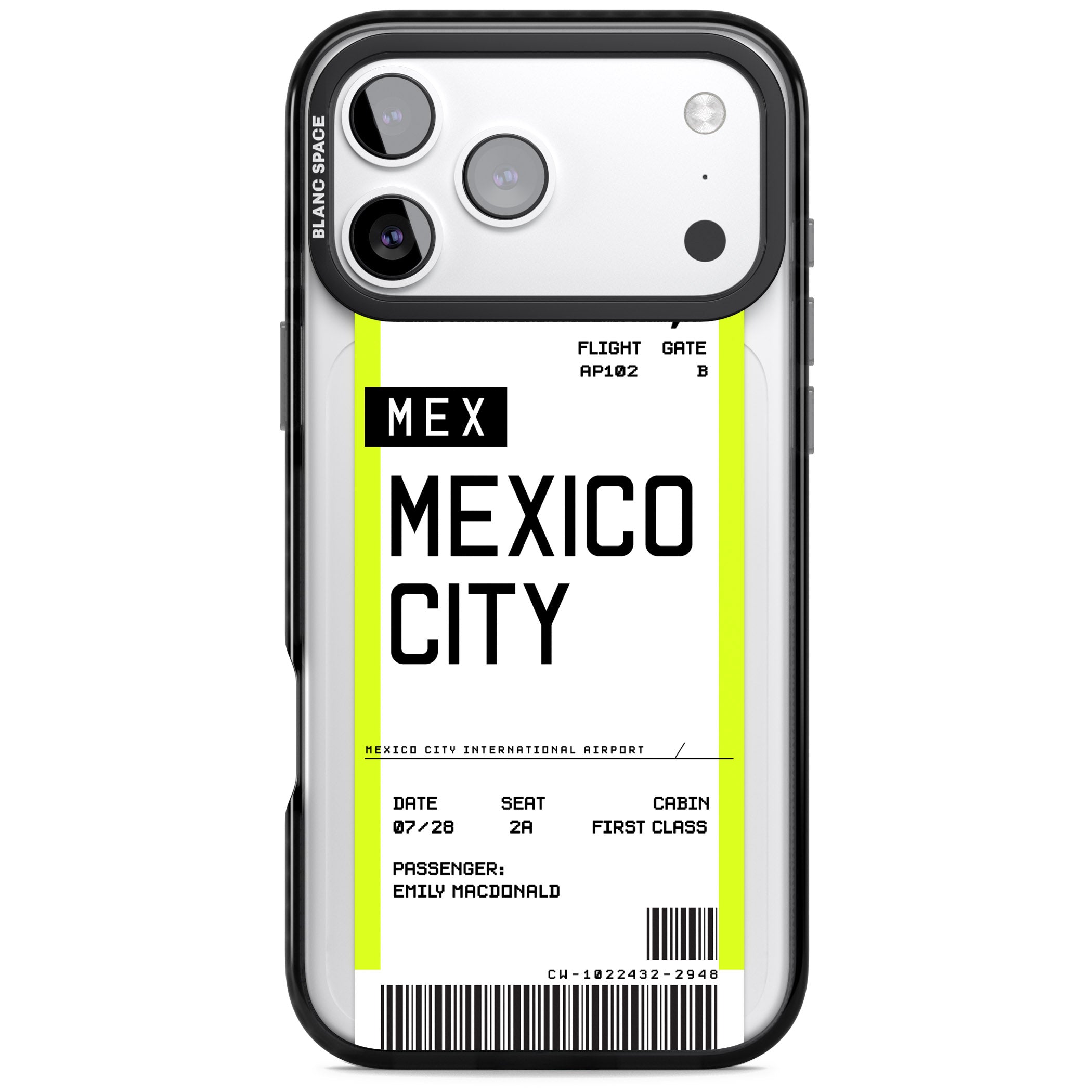 Personalised Mexico City Boarding Pass iPhone 17 Pro Max Impact Pro Black Phone Case