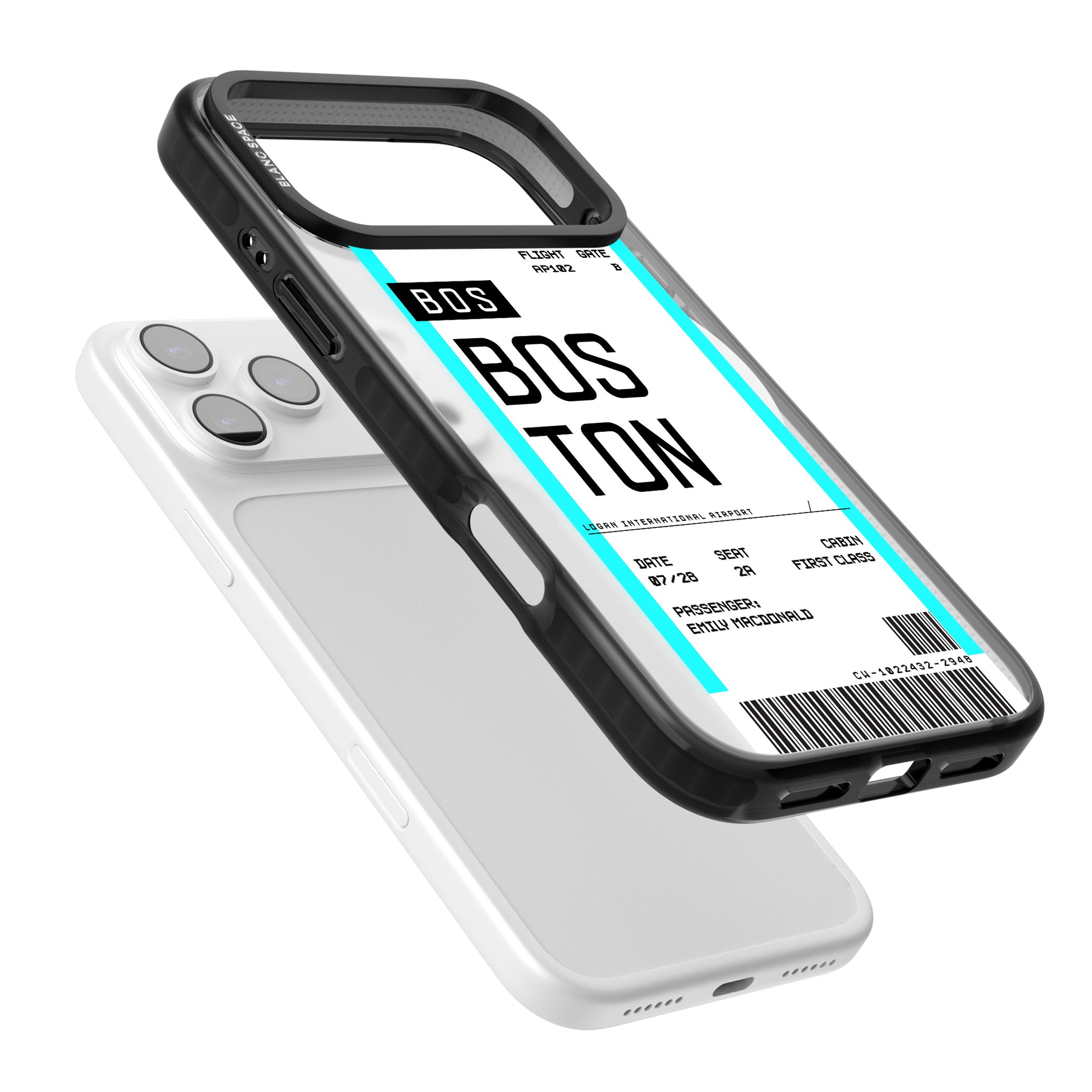 Personalised Boston Boarding Pass iPhone 17 Pro Max Impact Pro Black Phone Case Colours