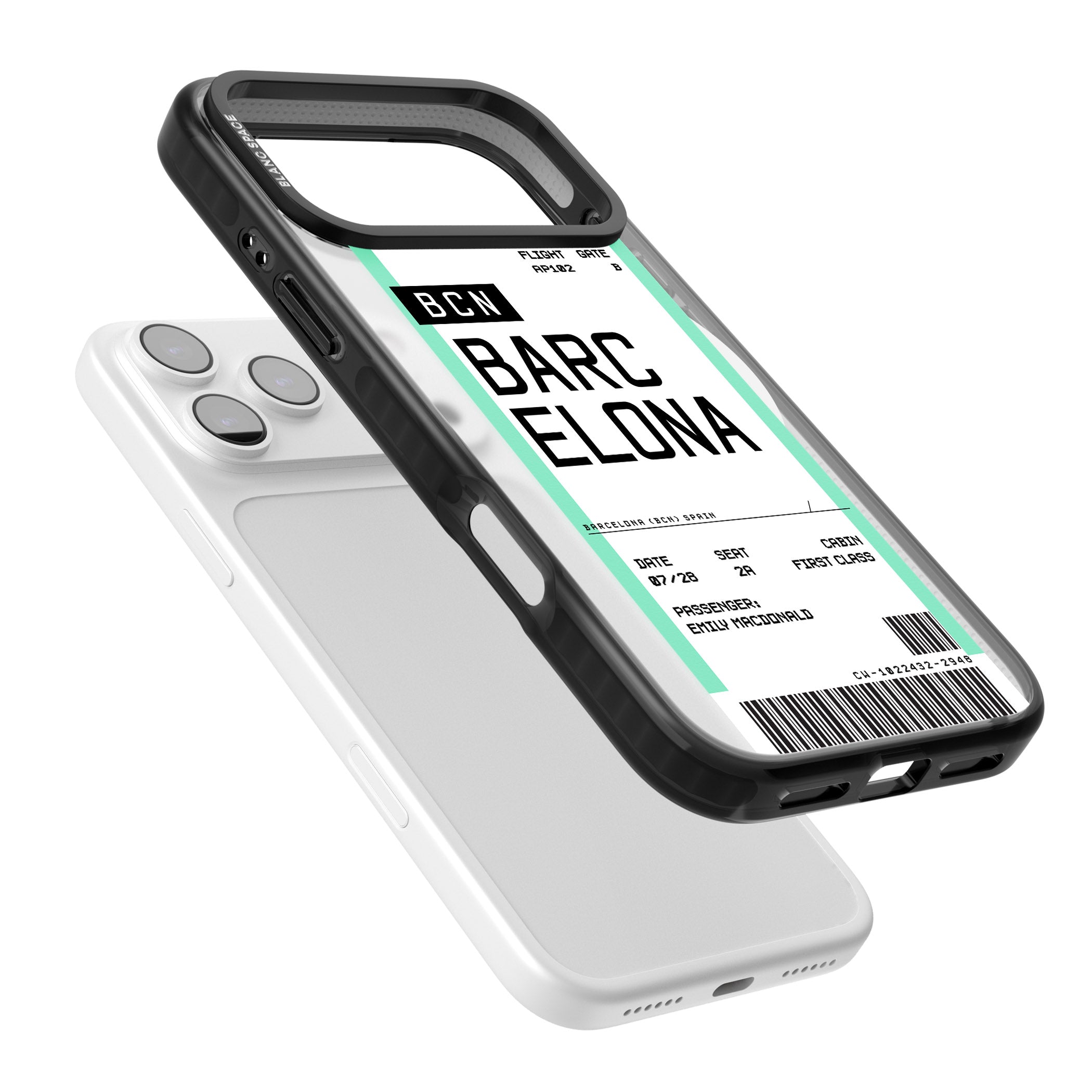 Personalised Barcelona Boarding Pass iPhone 17 Pro Max Impact Pro Black Phone Case Colours