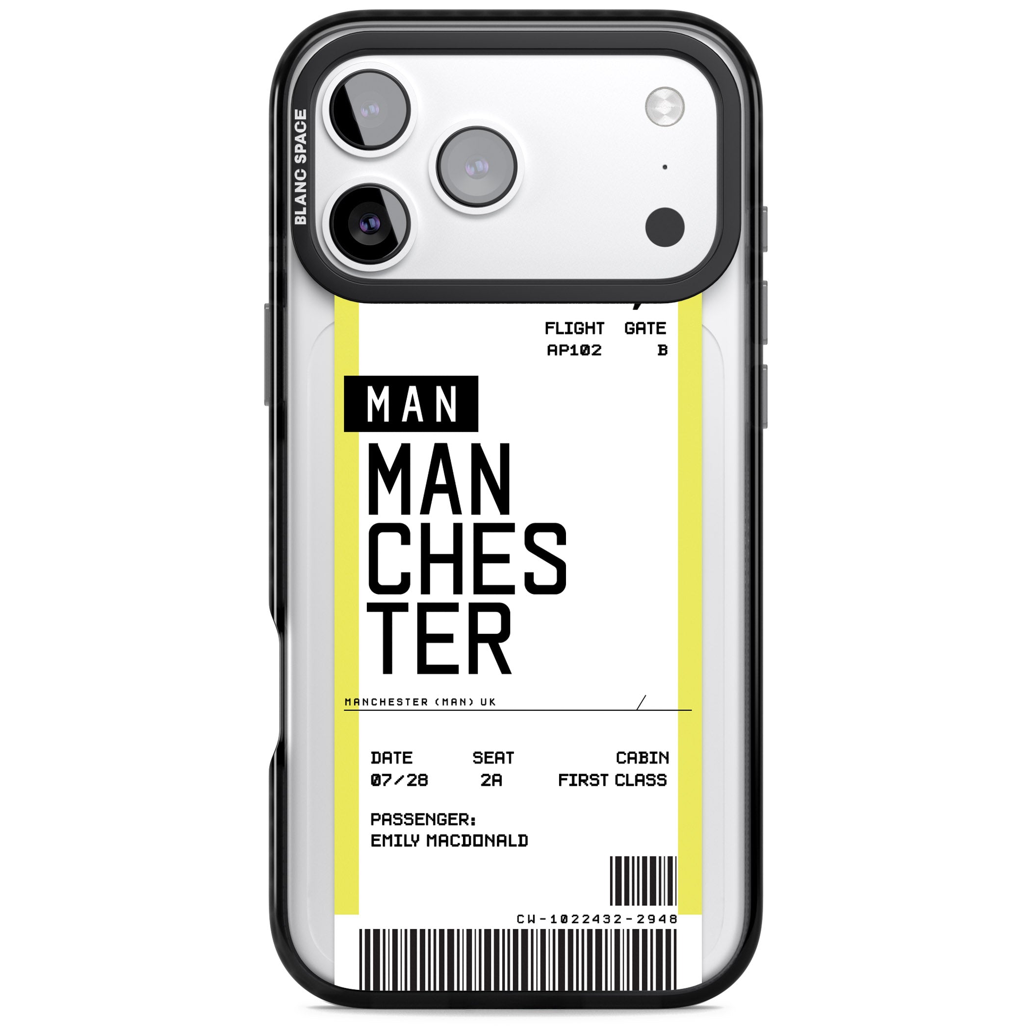 Personalised Manchester Boarding Pass iPhone 17 Pro Max Impact Pro Black Phone Case