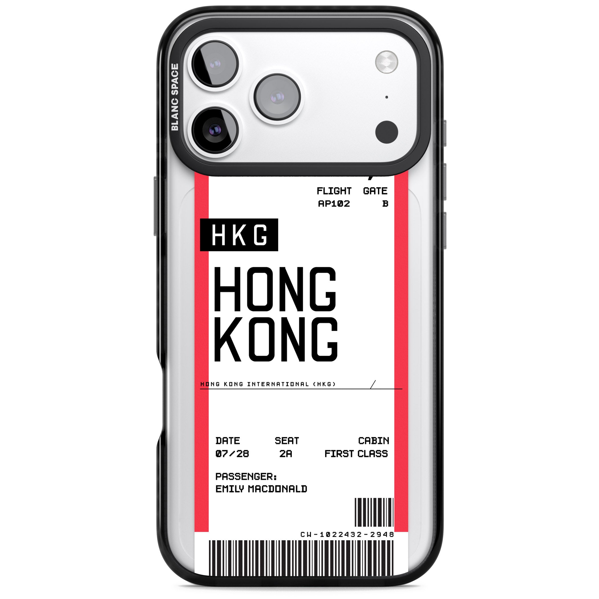 Personalised Hong Kong Boarding Pass iPhone 17 Pro Max Impact Pro Black Phone Case