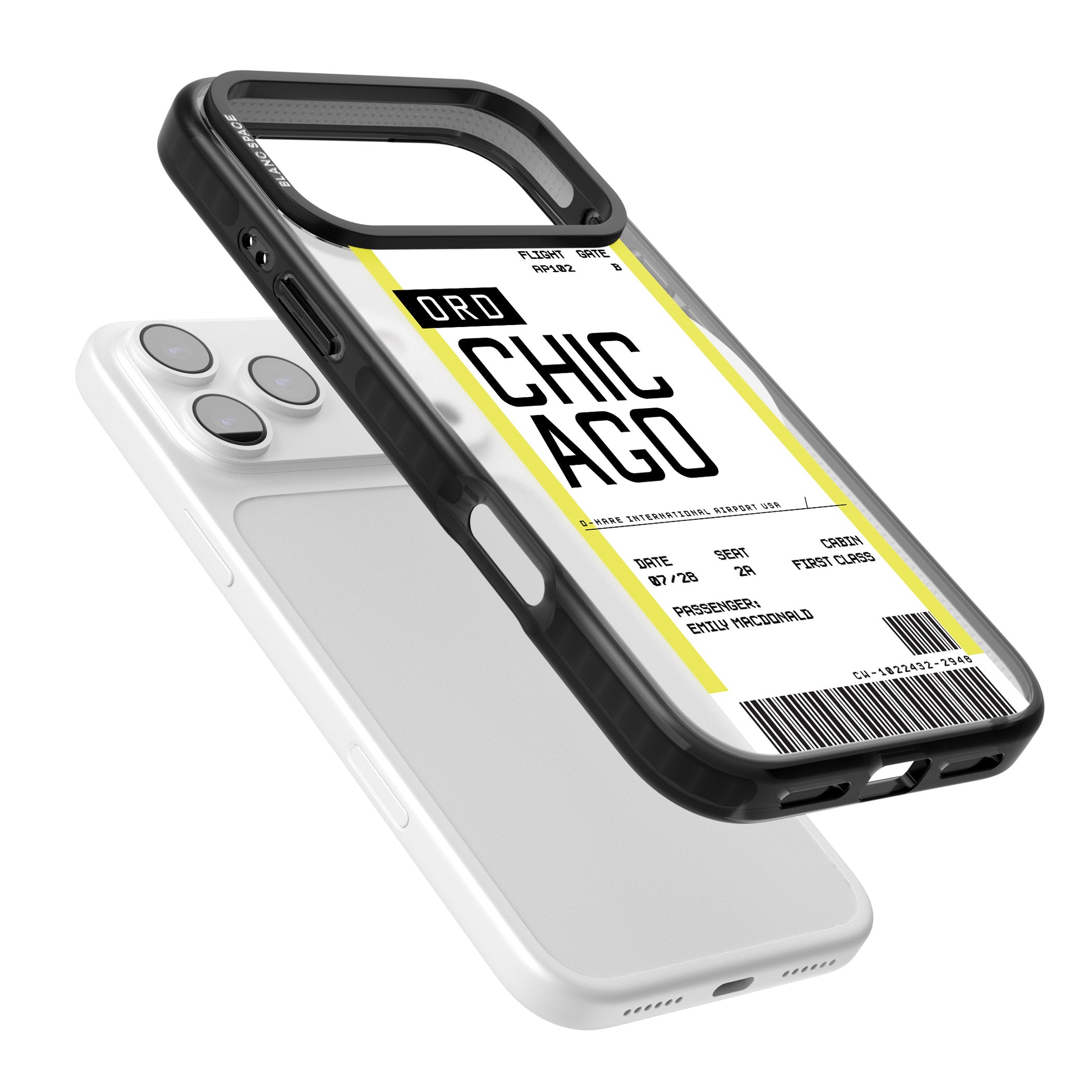 Personalised Chicago Boarding Pass iPhone 17 Pro Max Impact Pro Black Phone Case Colours