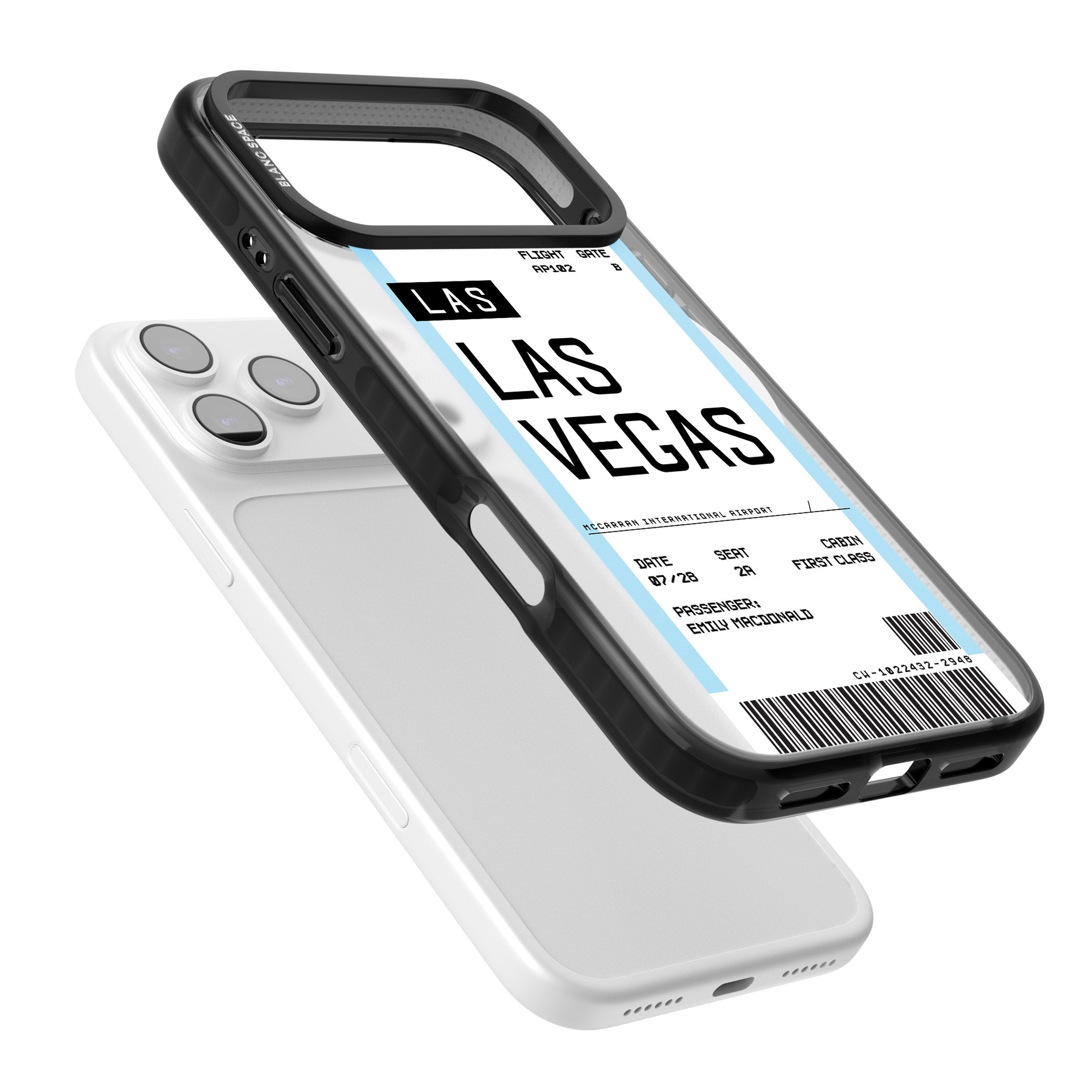 Personalised Las Vegas Boarding Pass iPhone 17 Pro Max Impact Pro Black Phone Case Colours