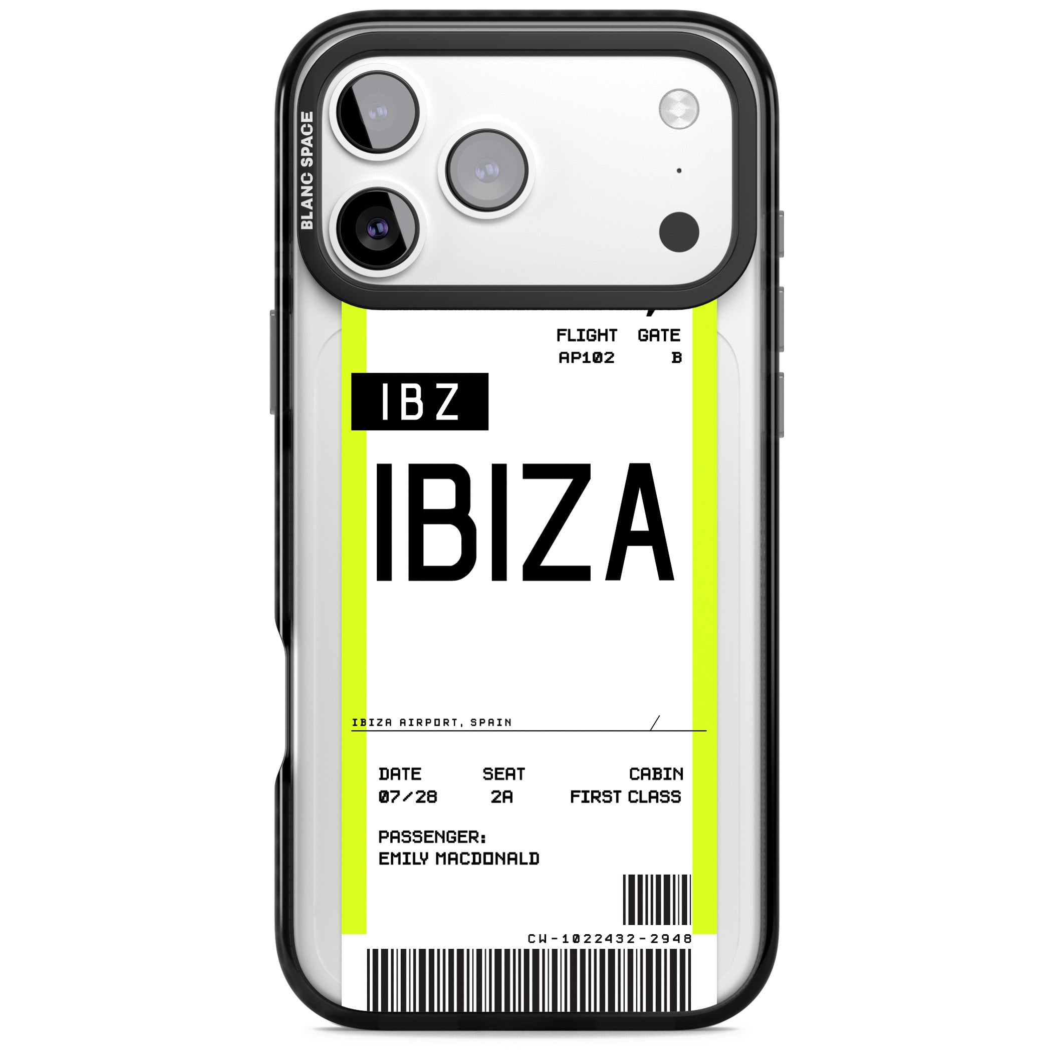 Personalised Ibiza Boarding Pass iPhone 17 Pro Max Impact Pro Black Phone Case