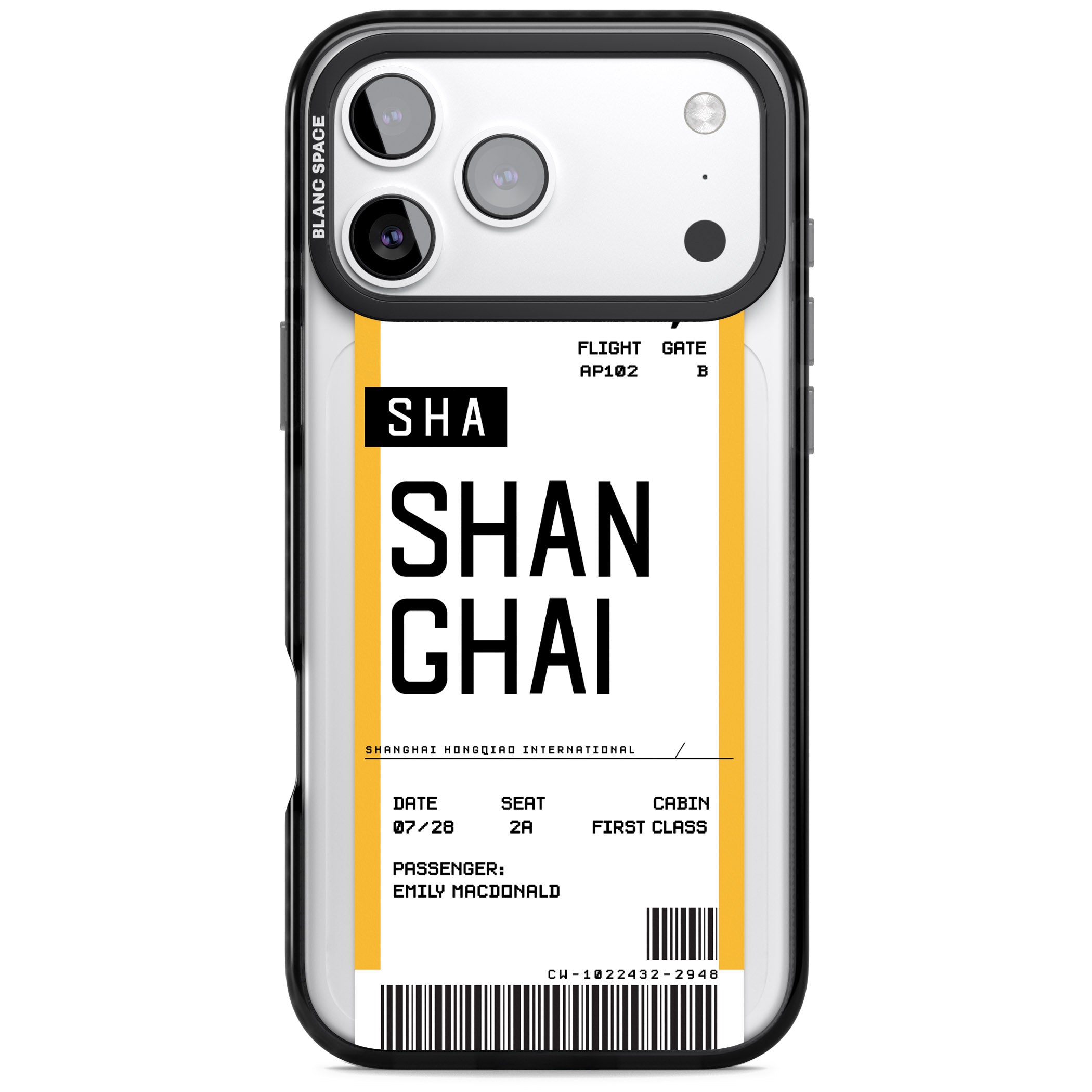 Personalised Shanghai Boarding Pass iPhone 17 Pro Impact Pro Black Phone Case
