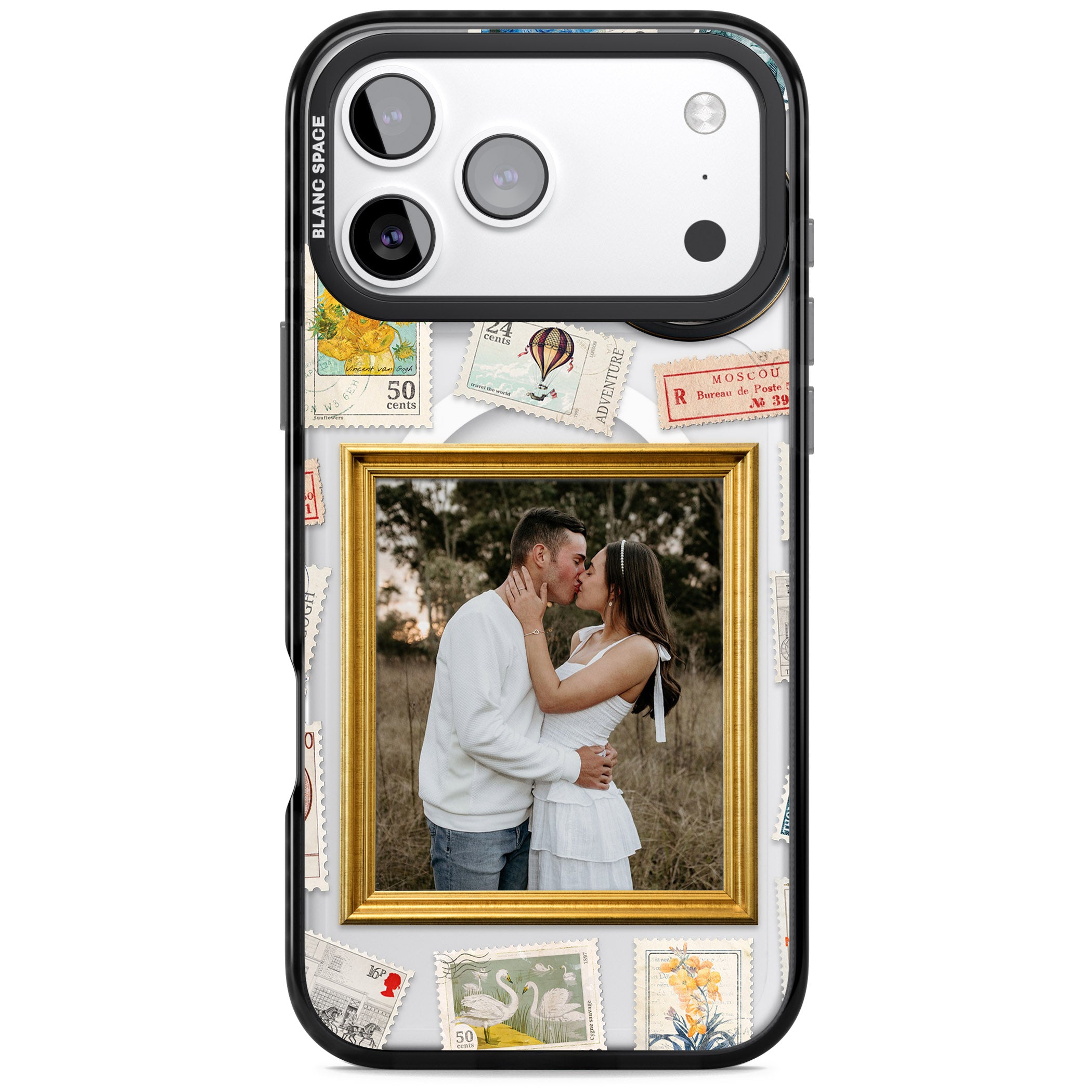 Personalised Vintage Photo Frame Collage iPhone 17 Pro Max Impact Pro Black Phone Case