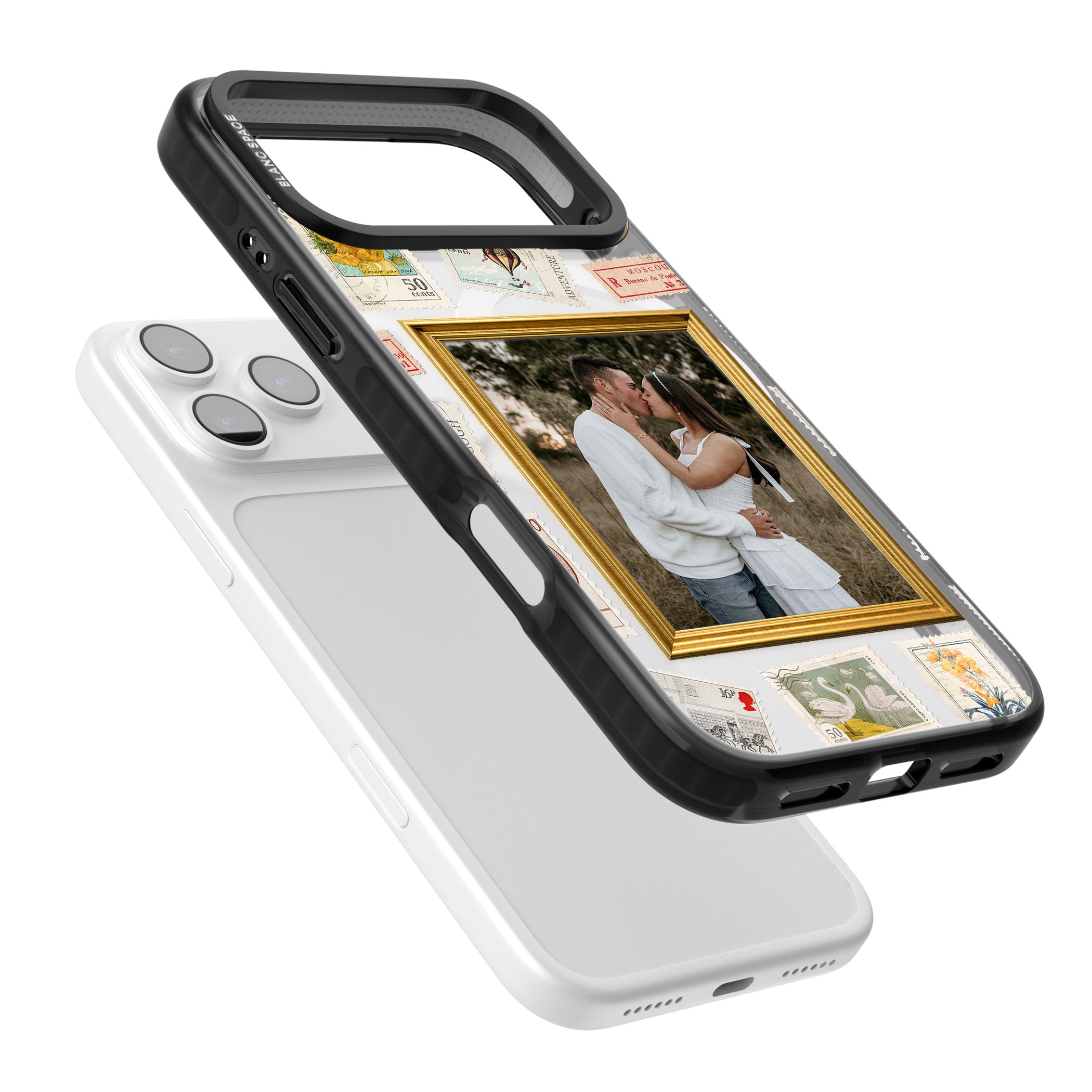 Personalised Vintage Photo Frame Collage iPhone 17 Pro Max Impact Pro Black Phone Case Colours