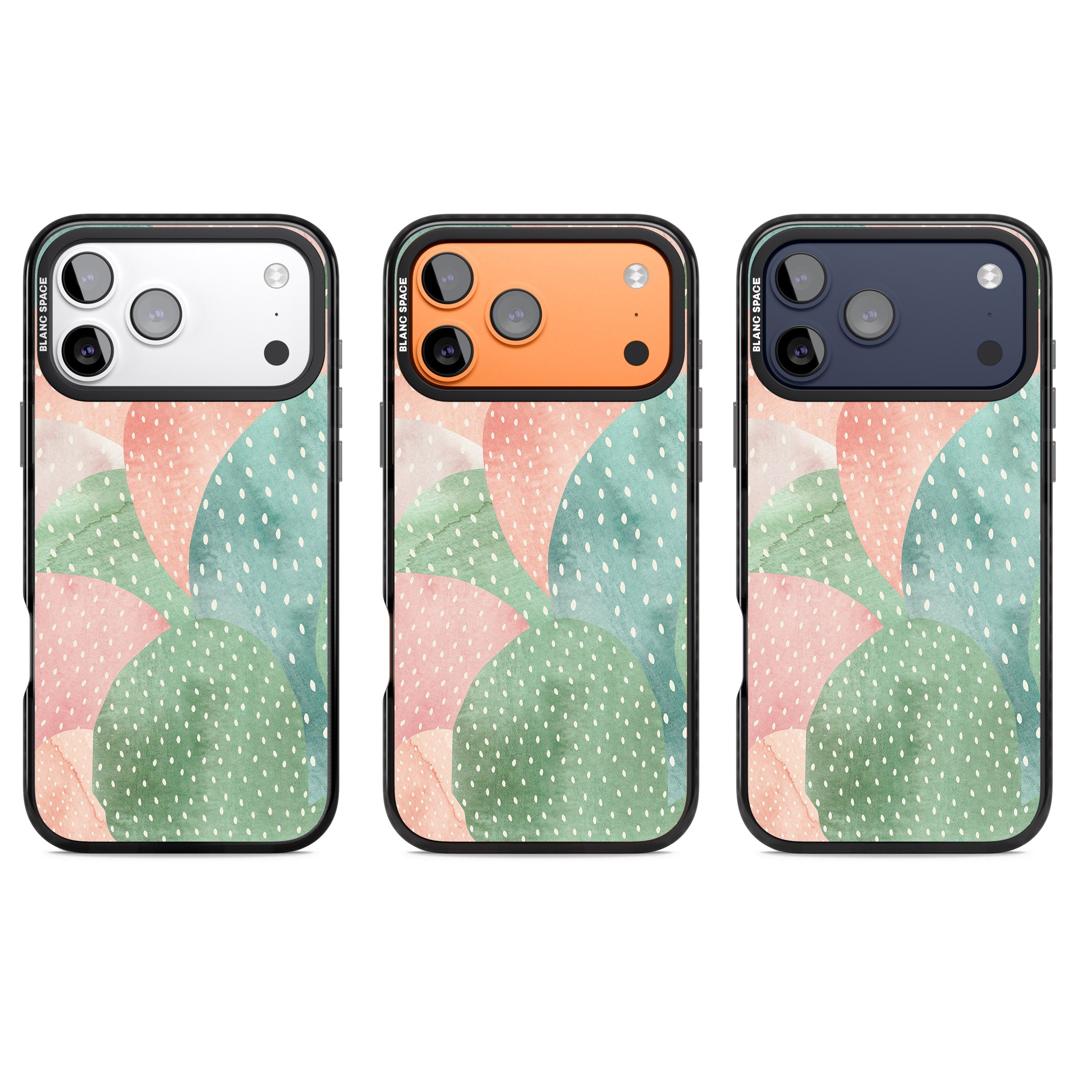 Pastel Cacti Pattern iPhone 17 Pro Impact Pro Black Phone Case APT Impact Protection