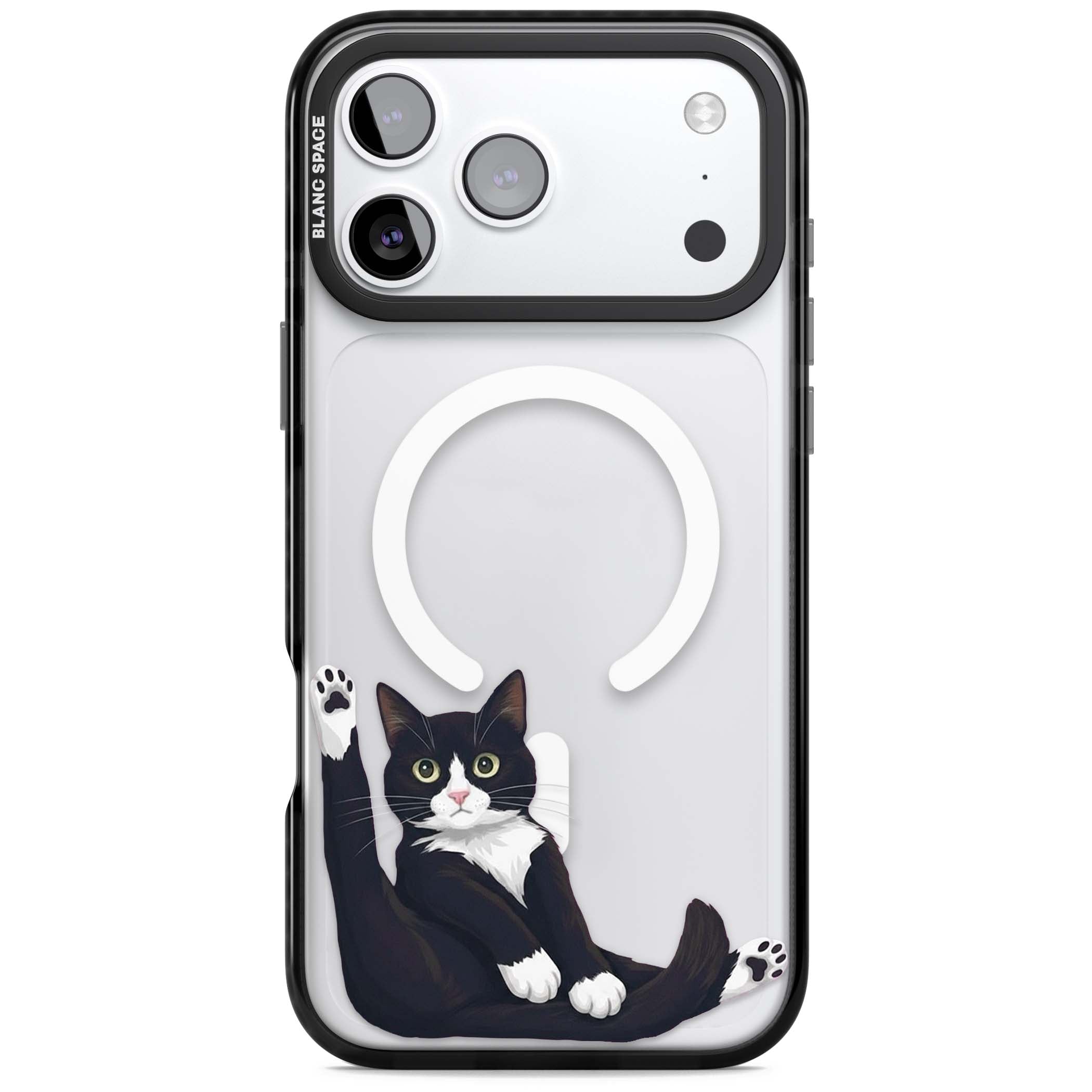 Mid-Groom Cat animals iPhone case | Black Impact Magsafe case for iPhone 17 Pro, iPhone 17 Pro Max