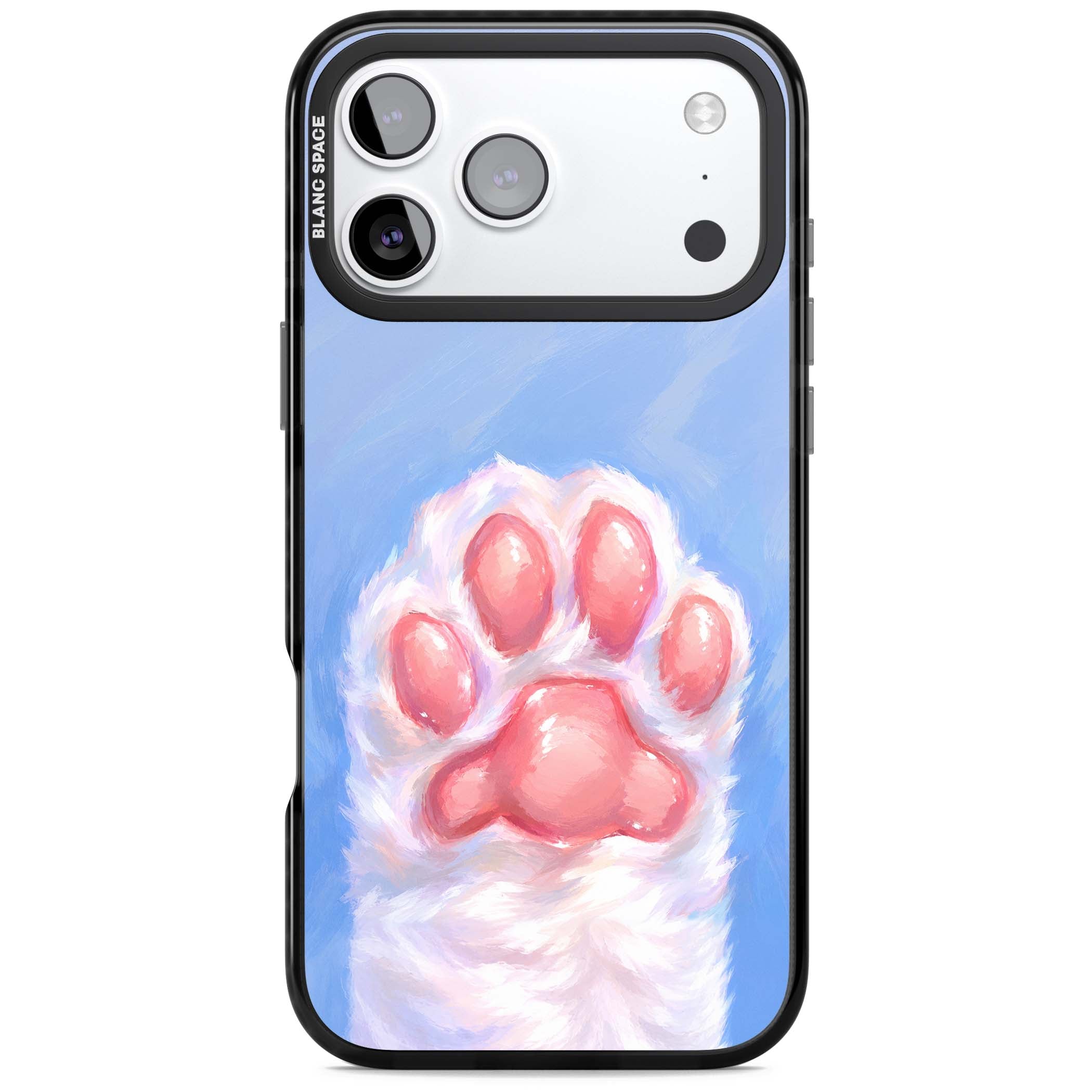 Soft White Paw cute iPhone case | Black Impact Magsafe case for iPhone 17 Pro, iPhone 17 Pro Max