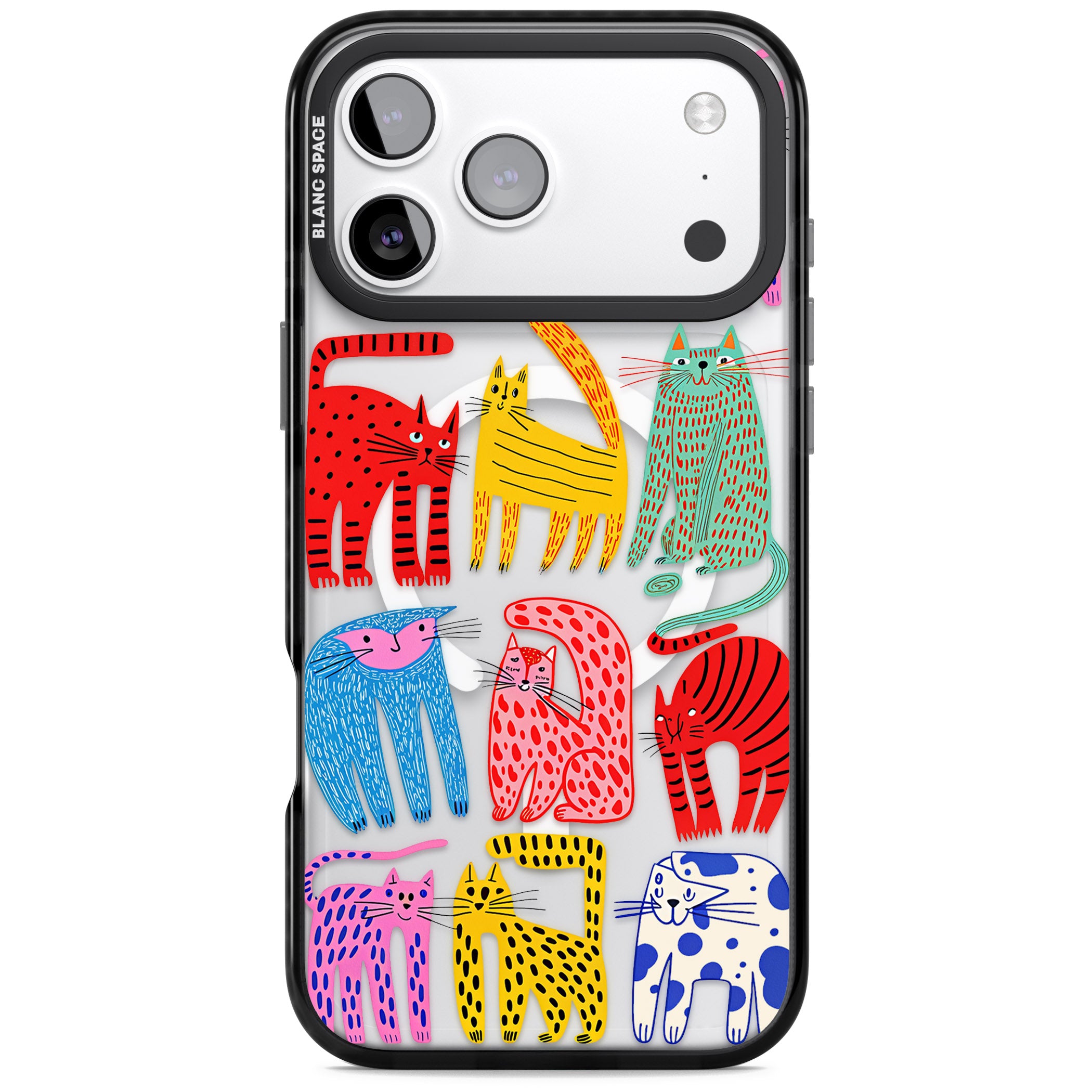 Abstract Colourful Cats iPhone 17 Pro Max Impact Pro Black Phone Case