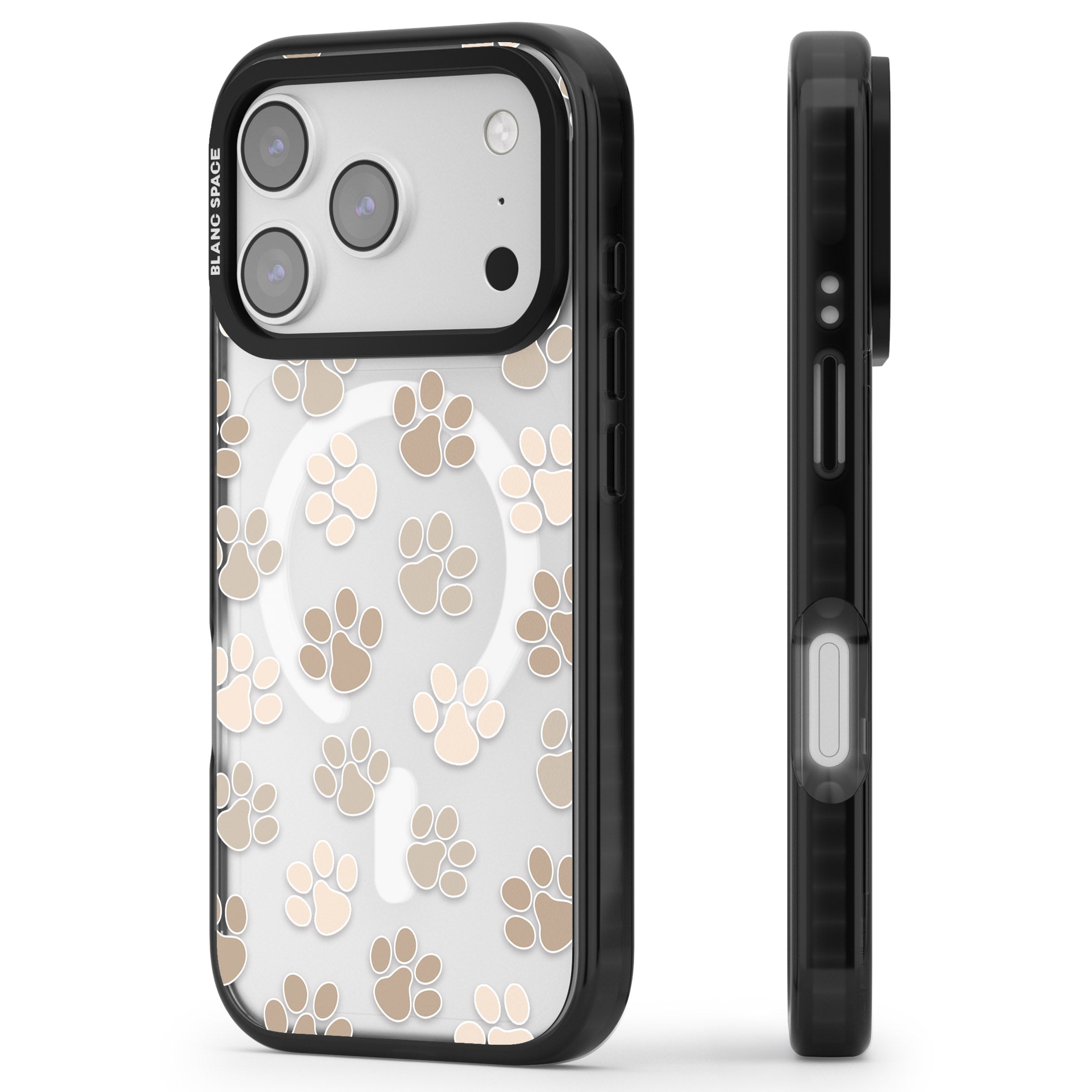 Paw Prints iPhone 17 Pro Max Impact Pro Black Phone Case Side Profile