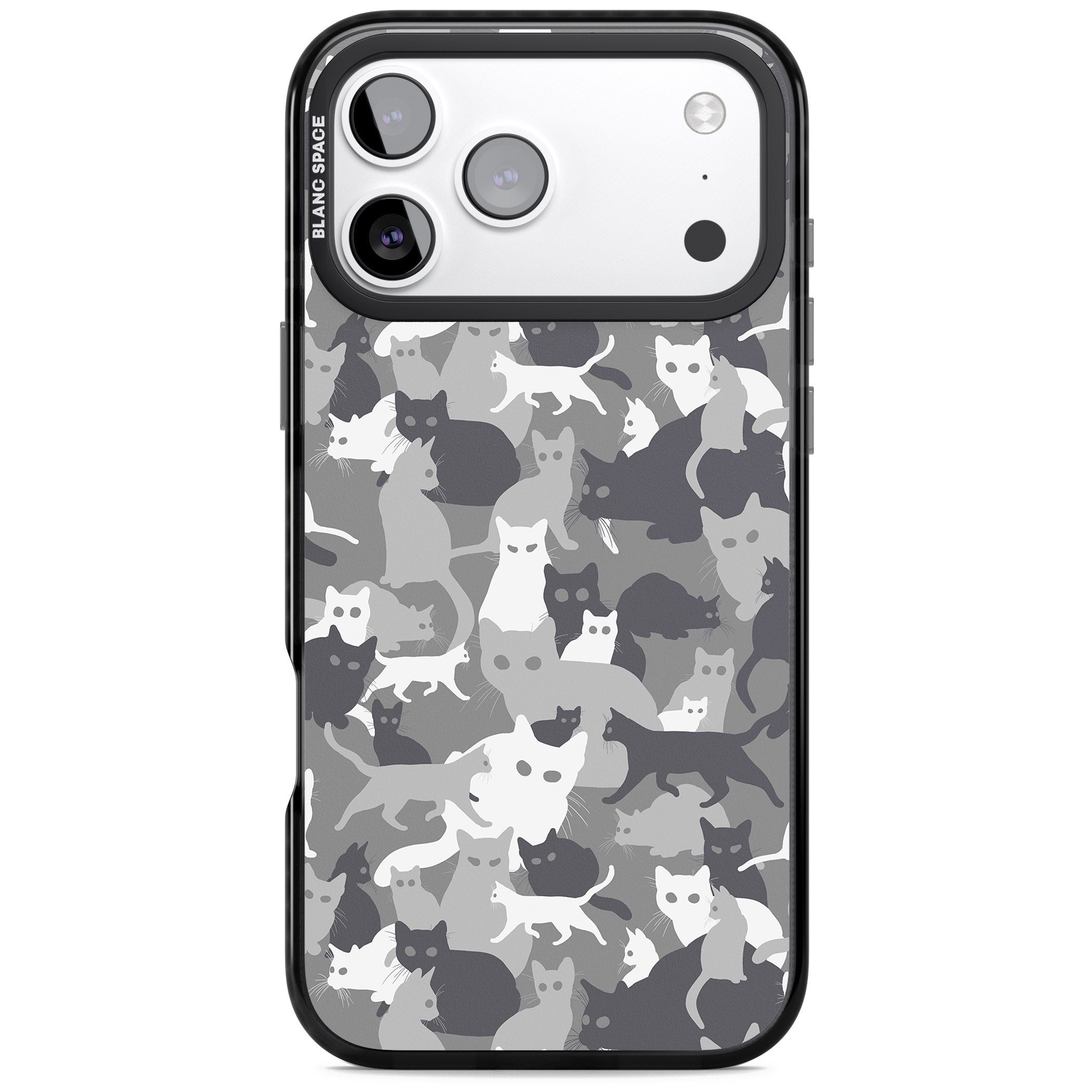Dark Grey Cat Camouflage iPhone 17 Pro Impact Pro Black Phone Case