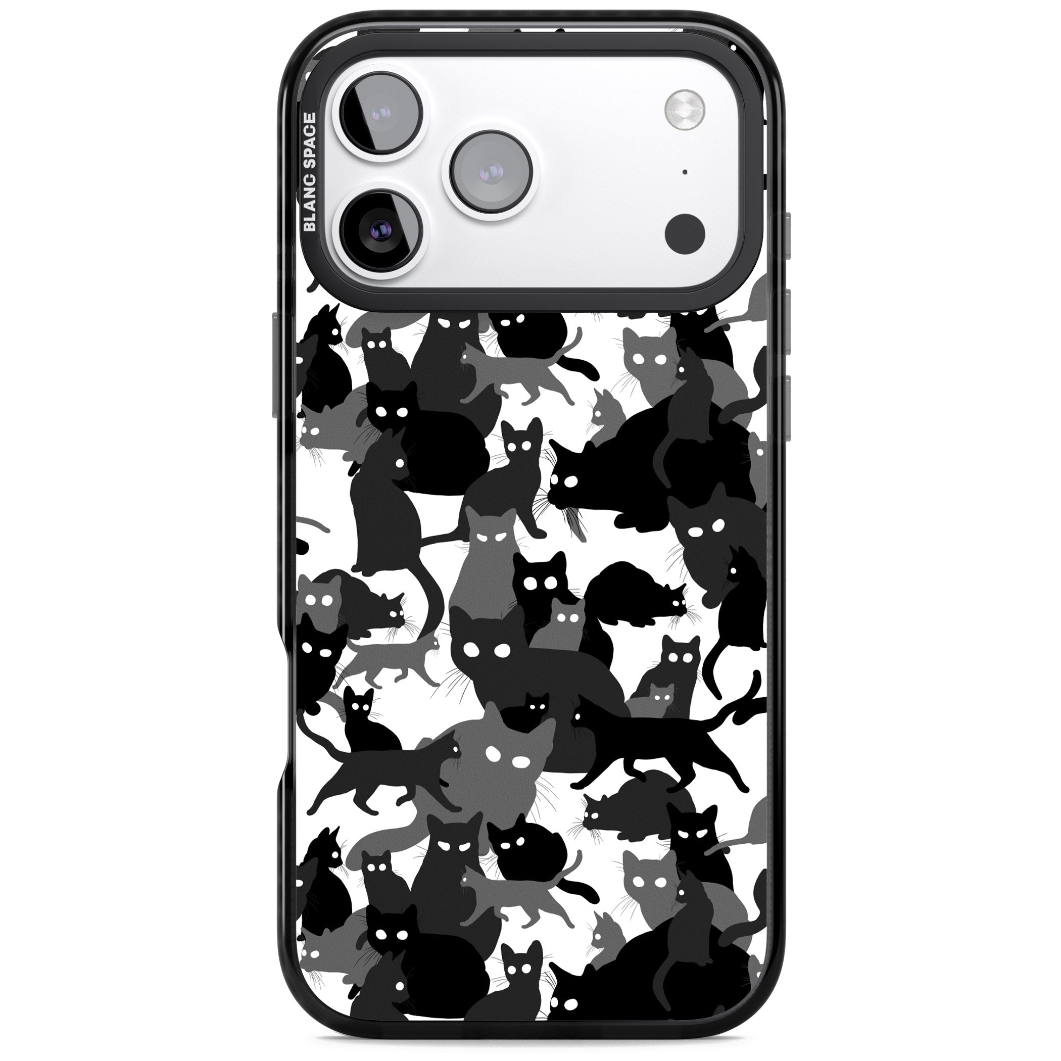 Black & White Cat Camouflage iPhone 17 Pro Max Impact Pro Black Phone Case
