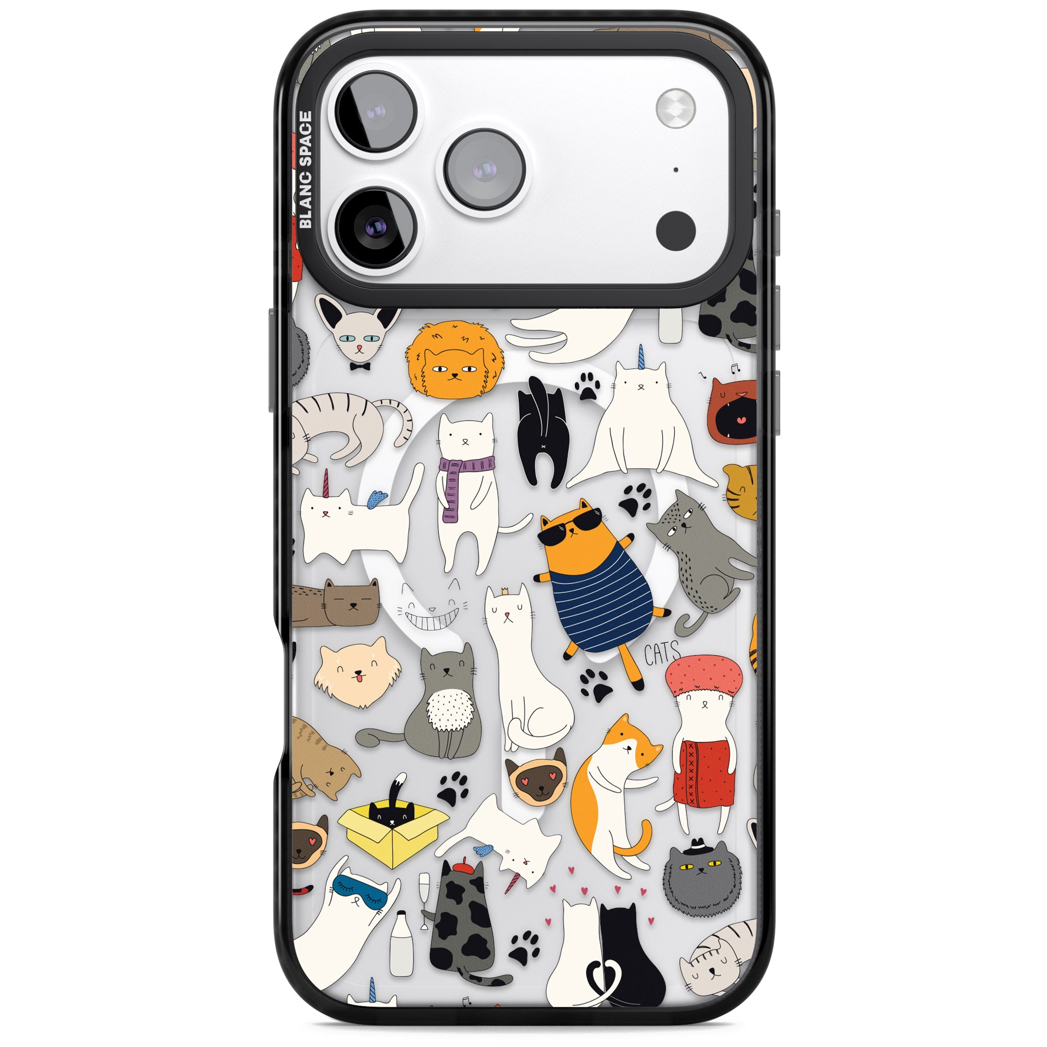 Cartoon Cat Collage iPhone 17 Pro Max Impact Pro Black Phone Case