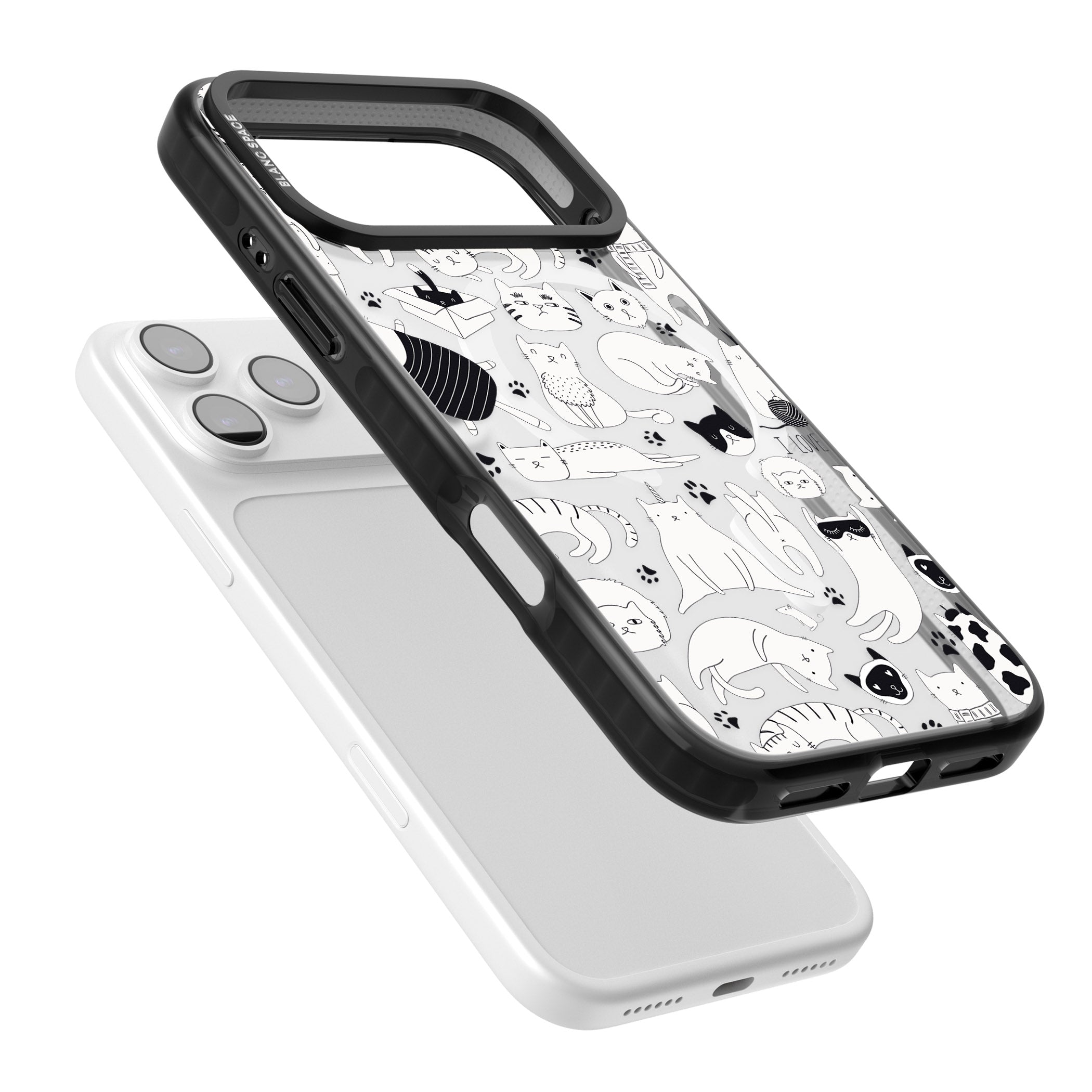 Cartoon Cat Collage Black & White iPhone 17 Pro Max Impact Pro Black Phone Case Colours