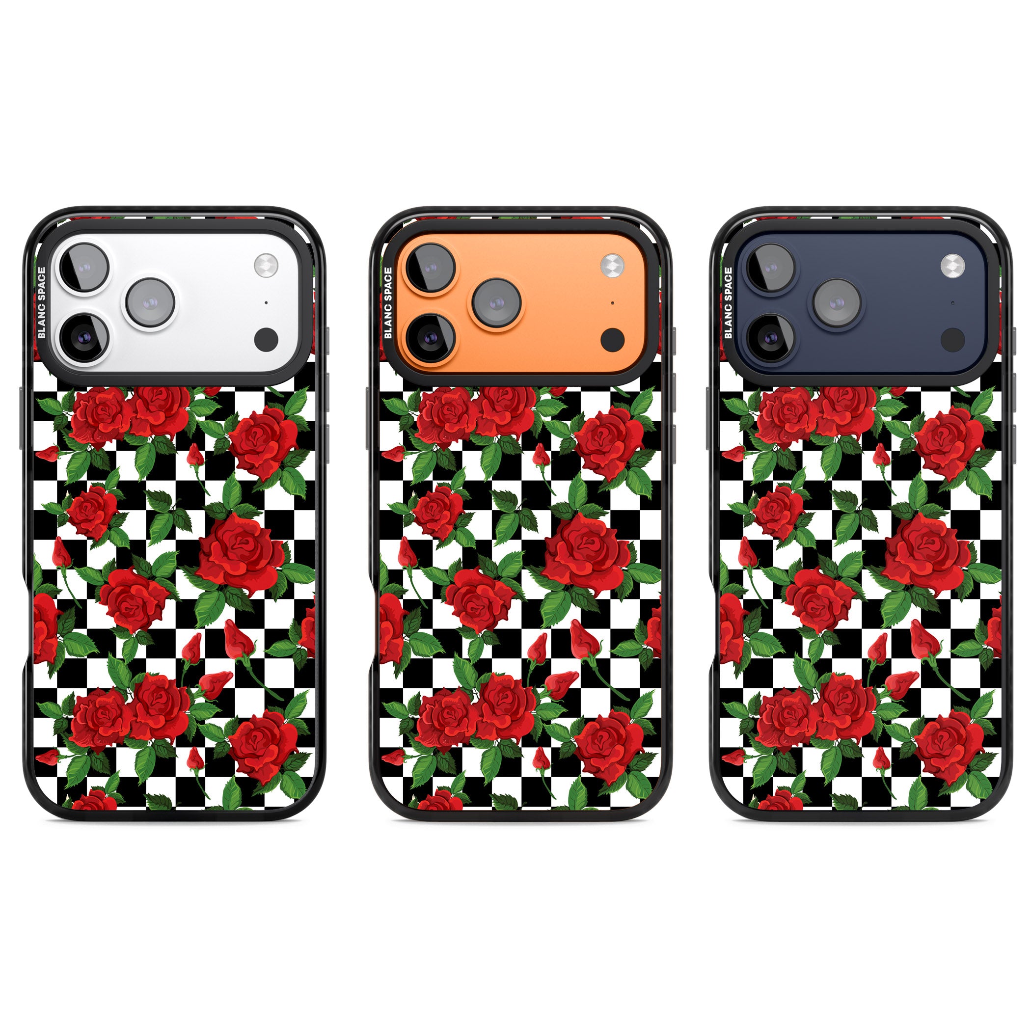 Checkered Roses iPhone 17 Pro Impact Pro Black Phone Case APT Impact Protection
