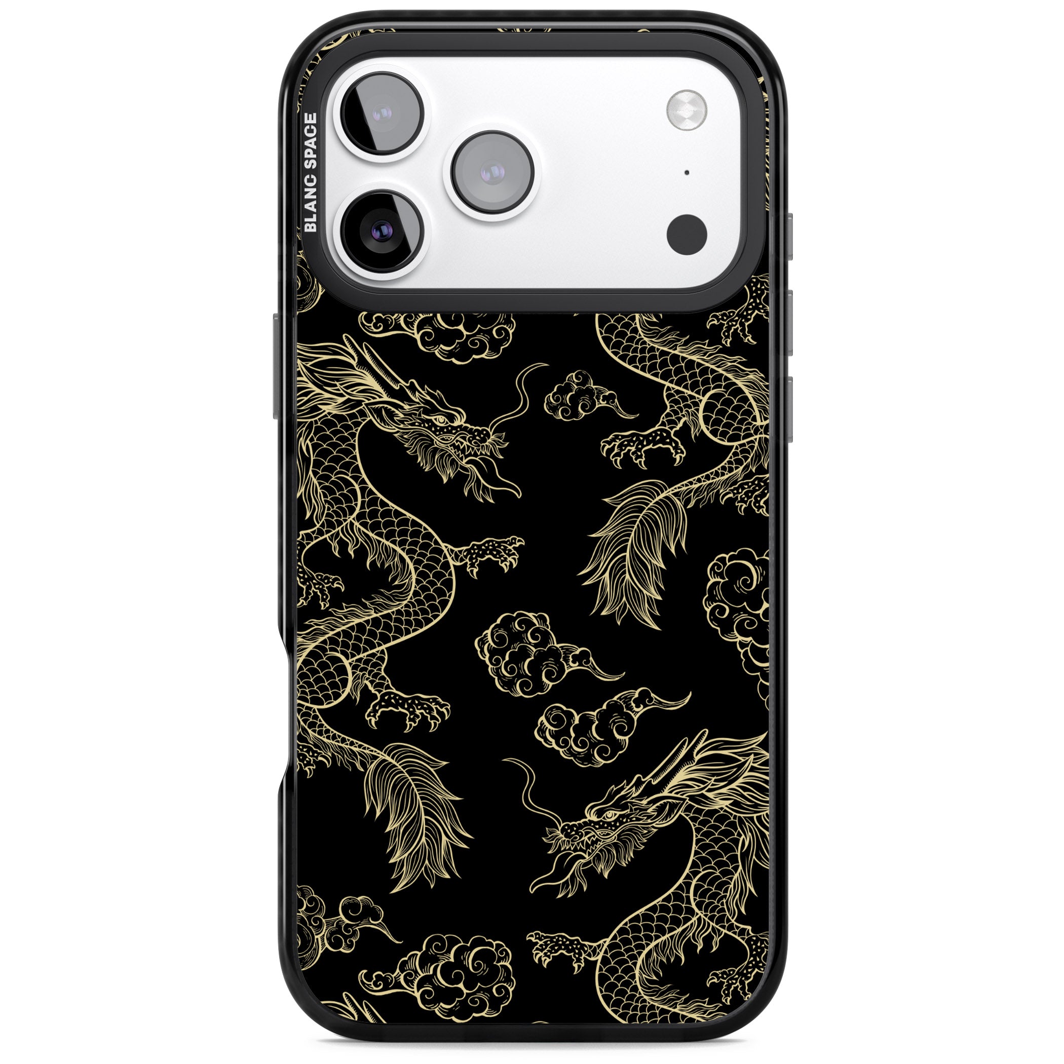 Black And Gold Dragon Pattern iPhone 17 Pro Max Impact Pro Black Phone Case