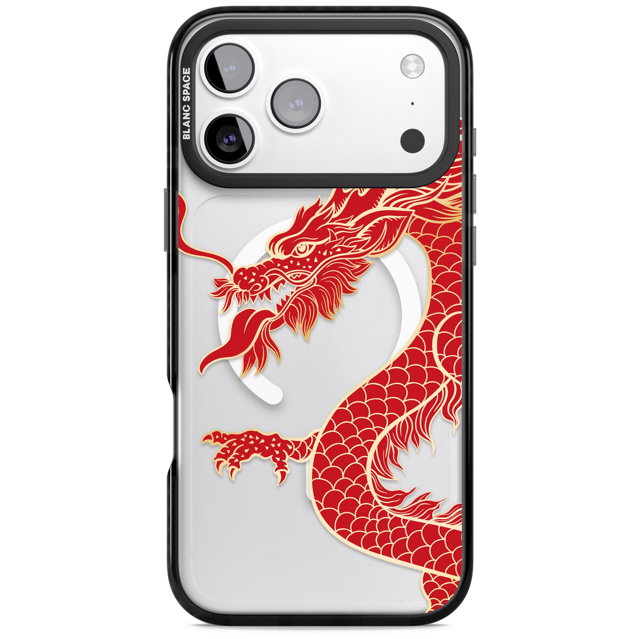 Large Red Dragon iPhone 17 Pro Max Impact Pro Black Phone Case