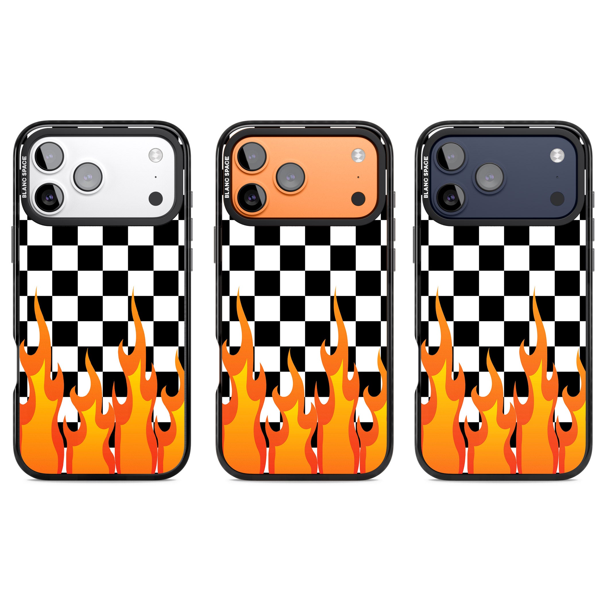 Checkered Fire iPhone 17 Pro Impact Pro Black Phone Case APT Impact Protection