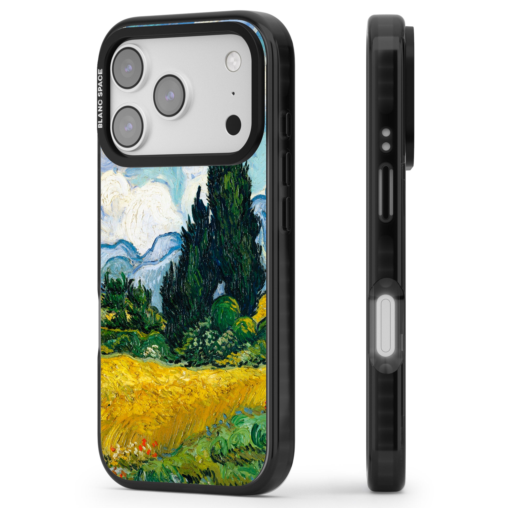 Wheat Field With Cypresses By Vincent Van Gogh iPhone 17 Pro Max Impact Pro Black Phone Case Side Profile