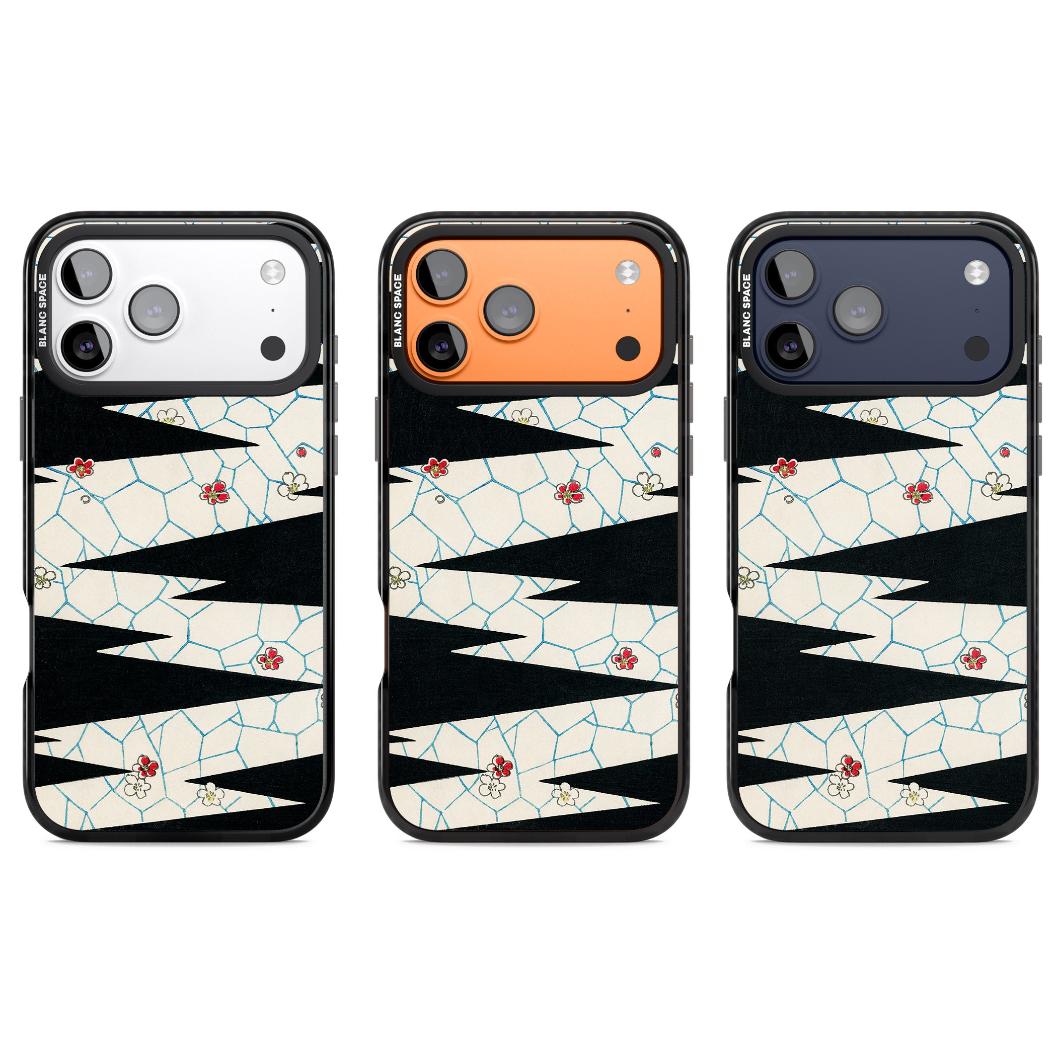 Japanese Flowers By Bijutsu Sekai iPhone 17 Pro Impact Pro Black Phone Case APT Impact Protection