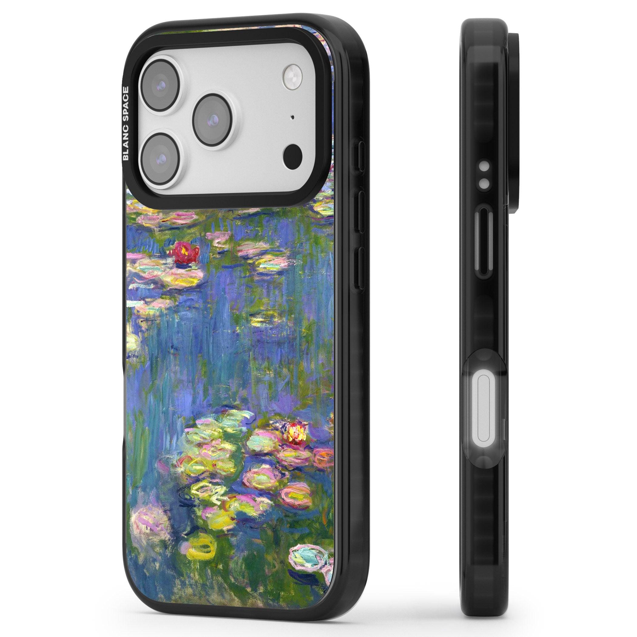 Water Lilies II iPhone 17 Pro Max Impact Pro Black Phone Case Side Profile
