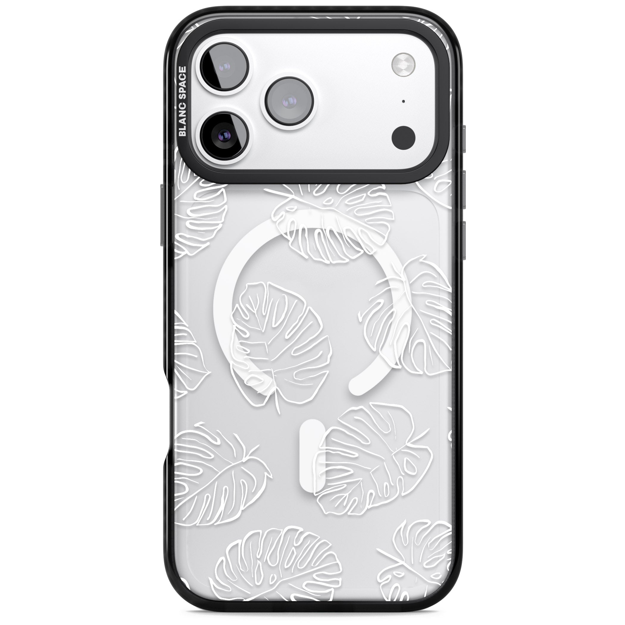 Monstera Outline iPhone 17 Pro Max Impact Pro Black Phone Case