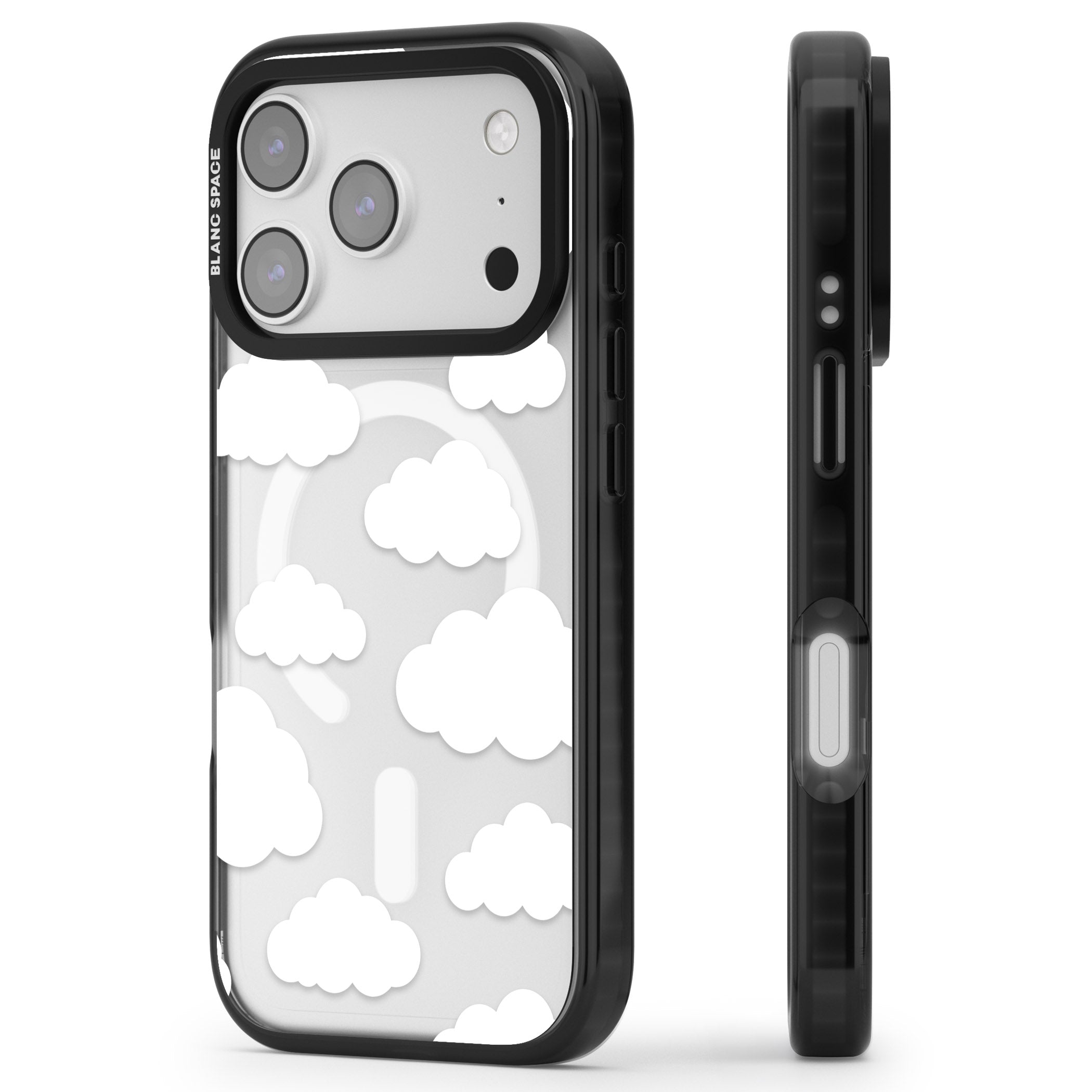 Cloud Pattern iPhone 17 Pro Max Impact Pro Black Phone Case Side Profile