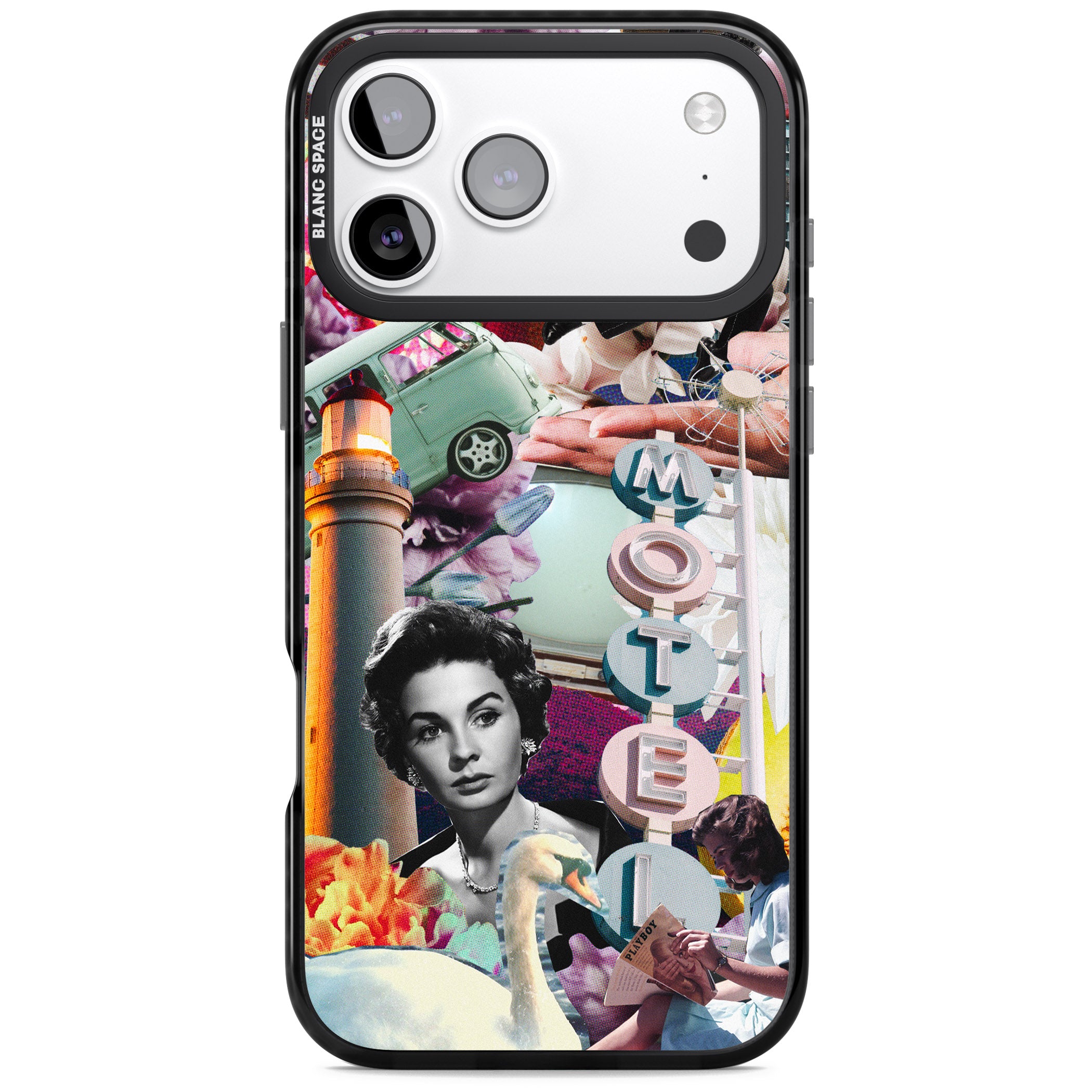 Retro Motel Collage iPhone 17 Pro Max Impact Pro Black Phone Case