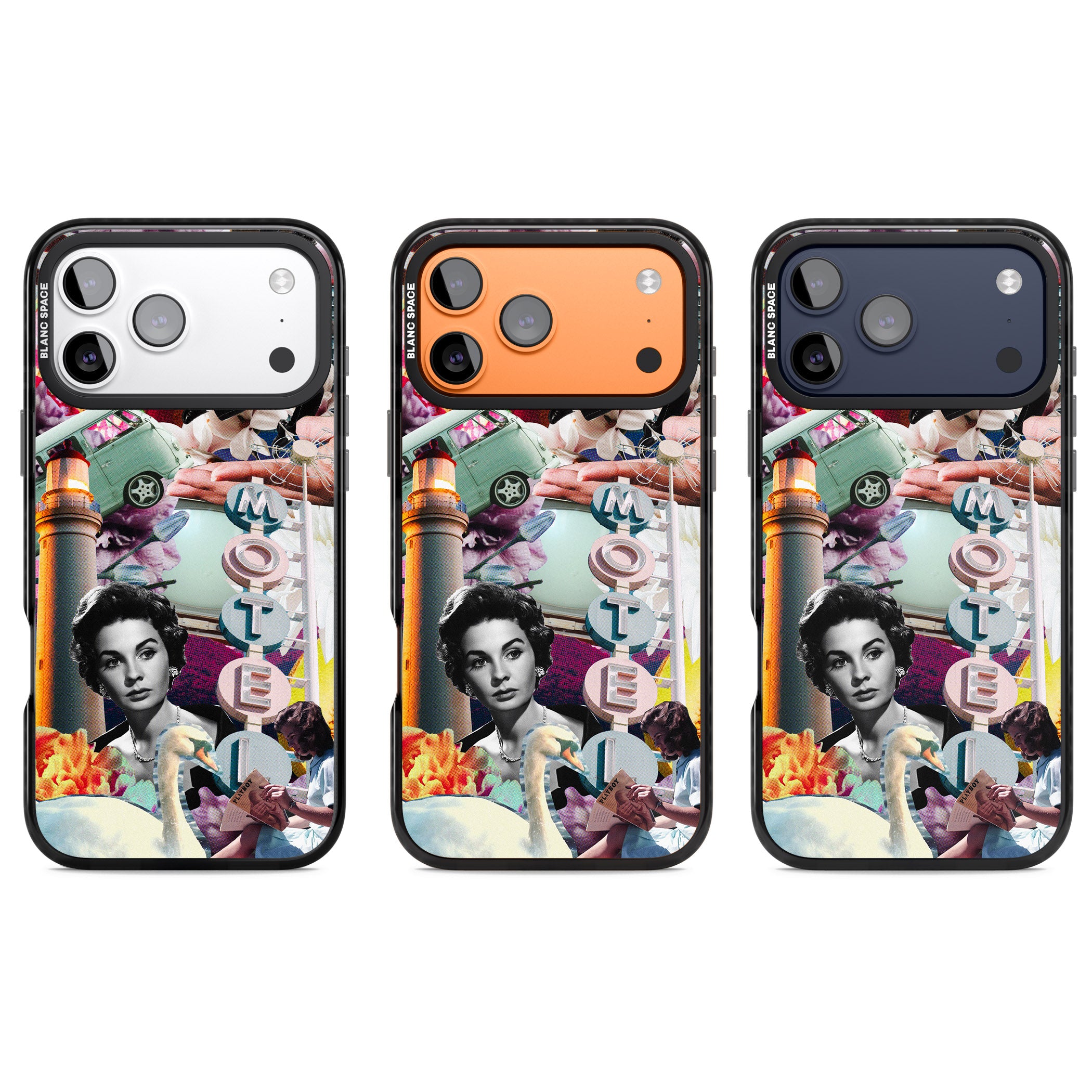 Retro Motel Collage iPhone 17 Pro Impact Pro Black Phone Case APT Impact Protection
