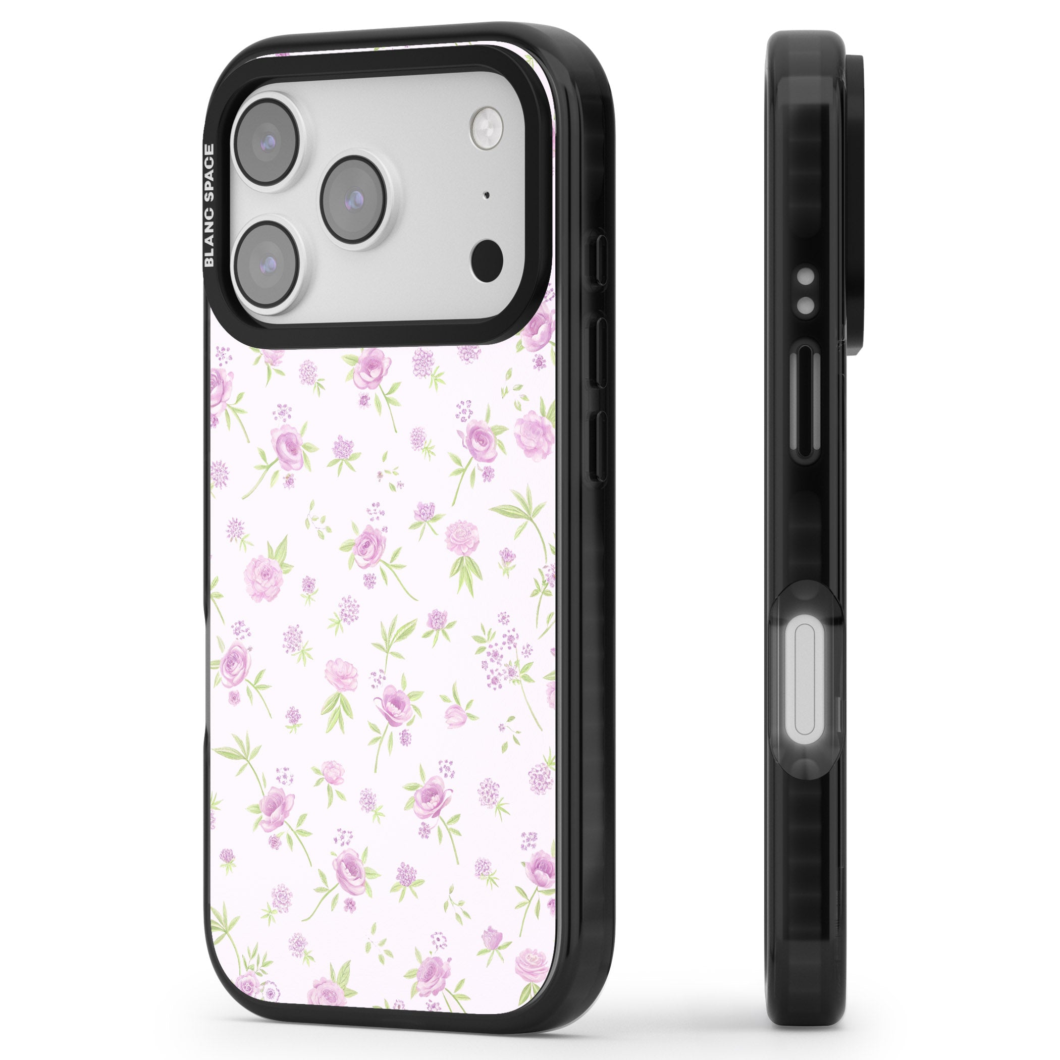 Pink Peonies iPhone 17 Pro Max Impact Pro Black Phone Case Side Profile