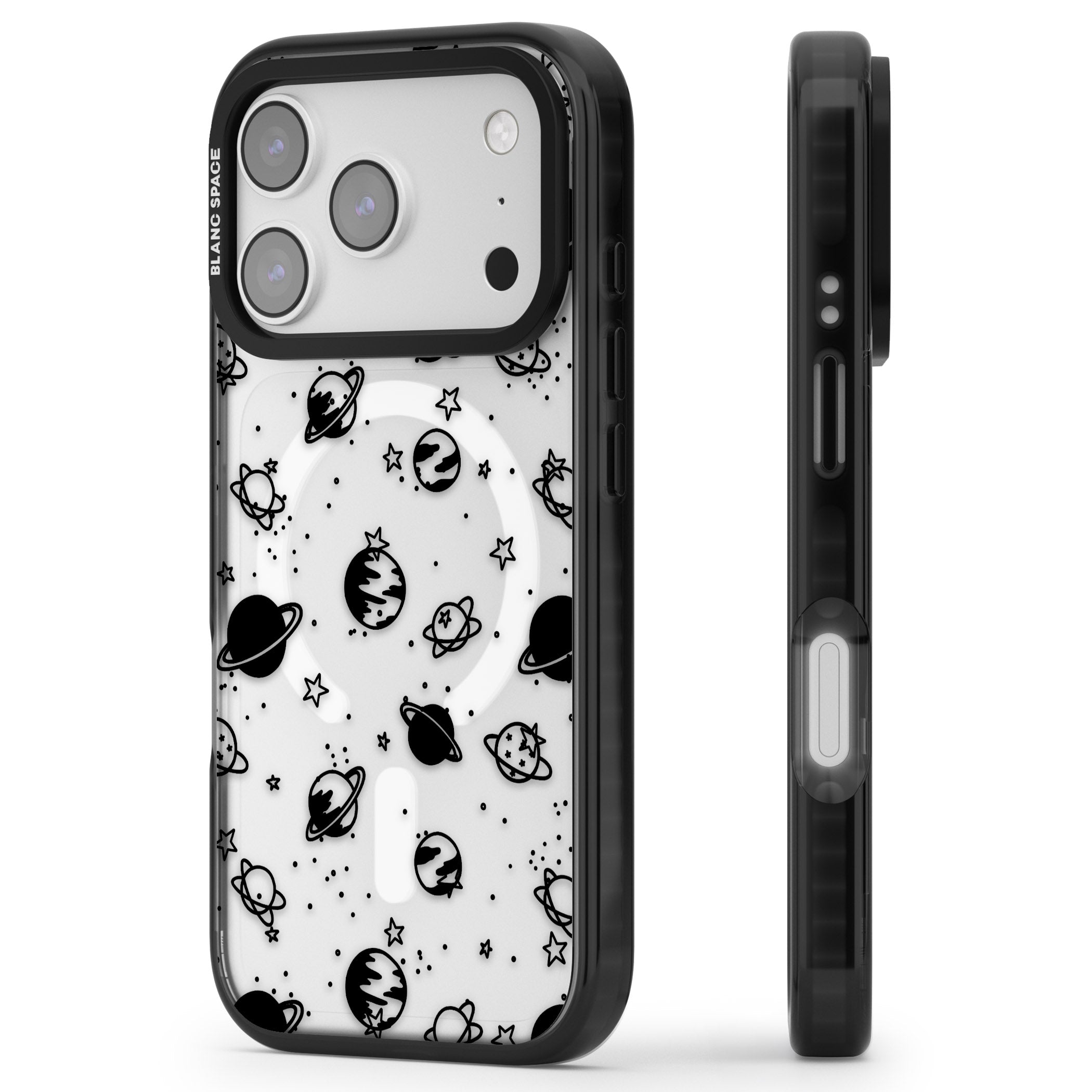 Black Planets iPhone 17 Pro Max Impact Pro Black Phone Case Side Profile