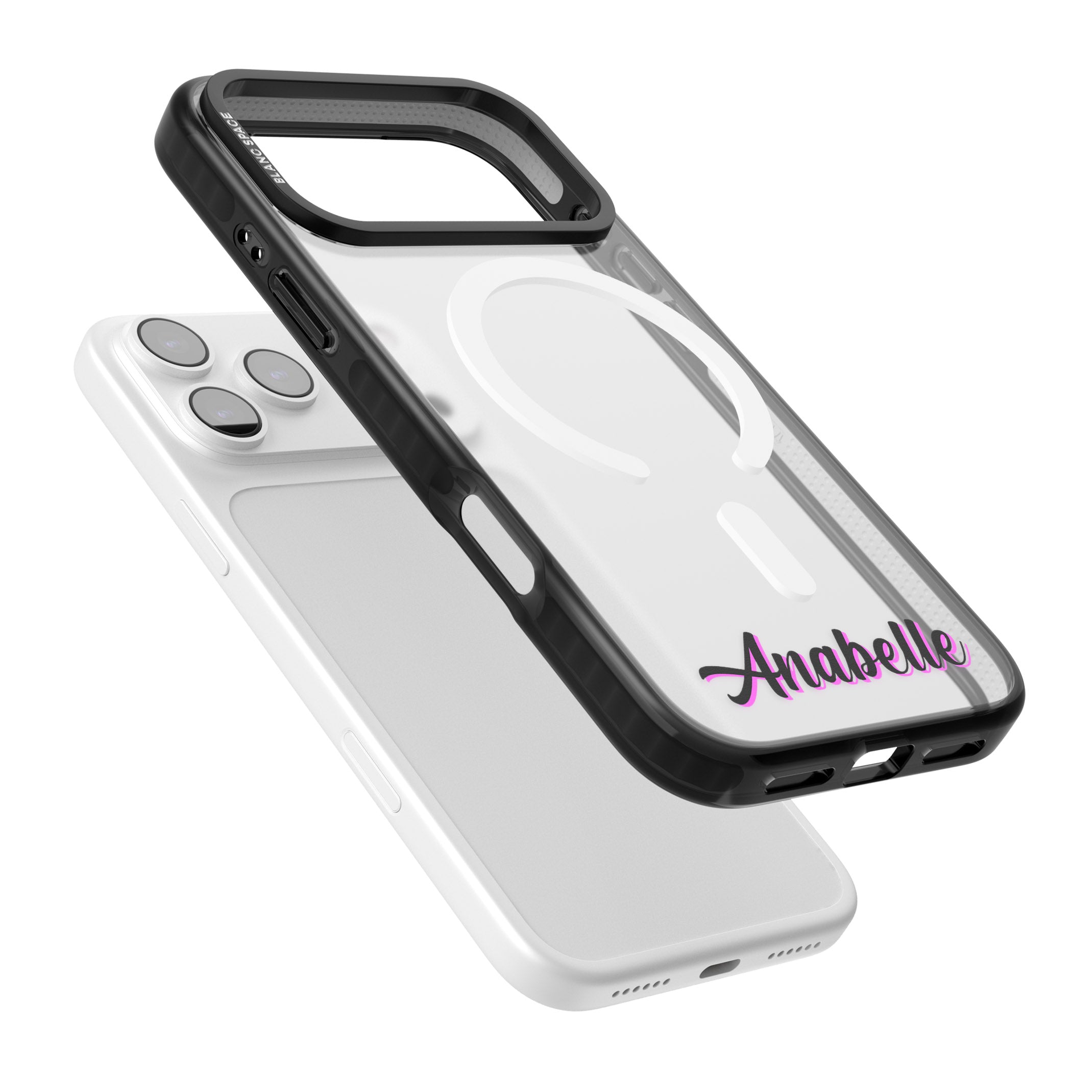 Personalised Cute Bottom Name iPhone 17 Pro Max Impact Pro Black Phone Case Colours