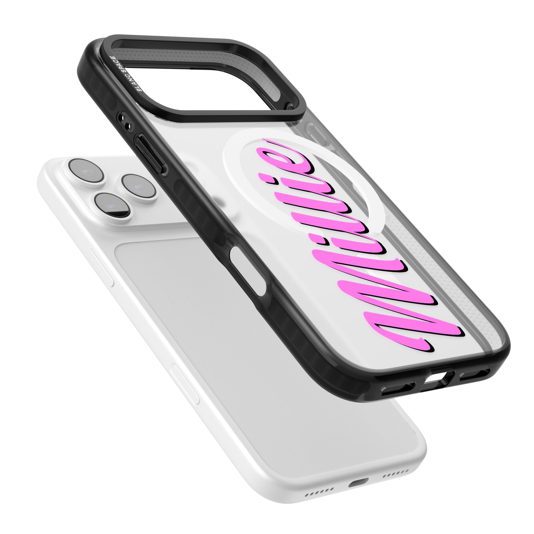 Personalised Cute Vertical Name iPhone 17 Pro Max Impact Pro Black Phone Case Colours