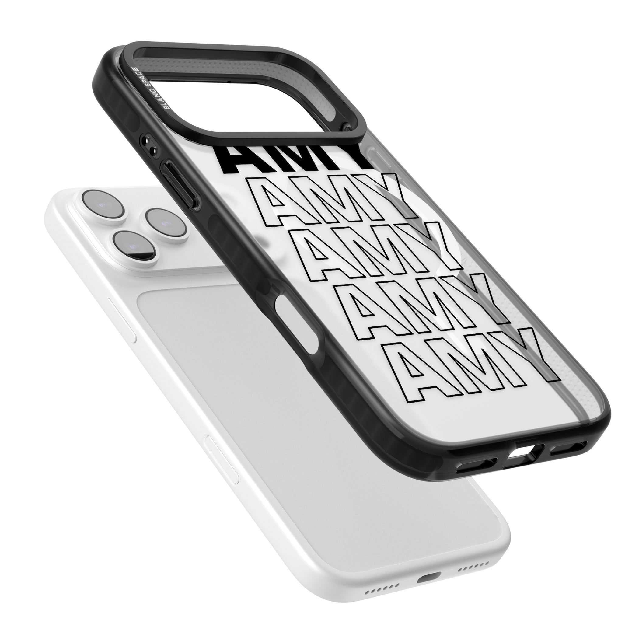 Personalised Bold Name Repetition iPhone 17 Pro Max Impact Pro Black Phone Case Colours