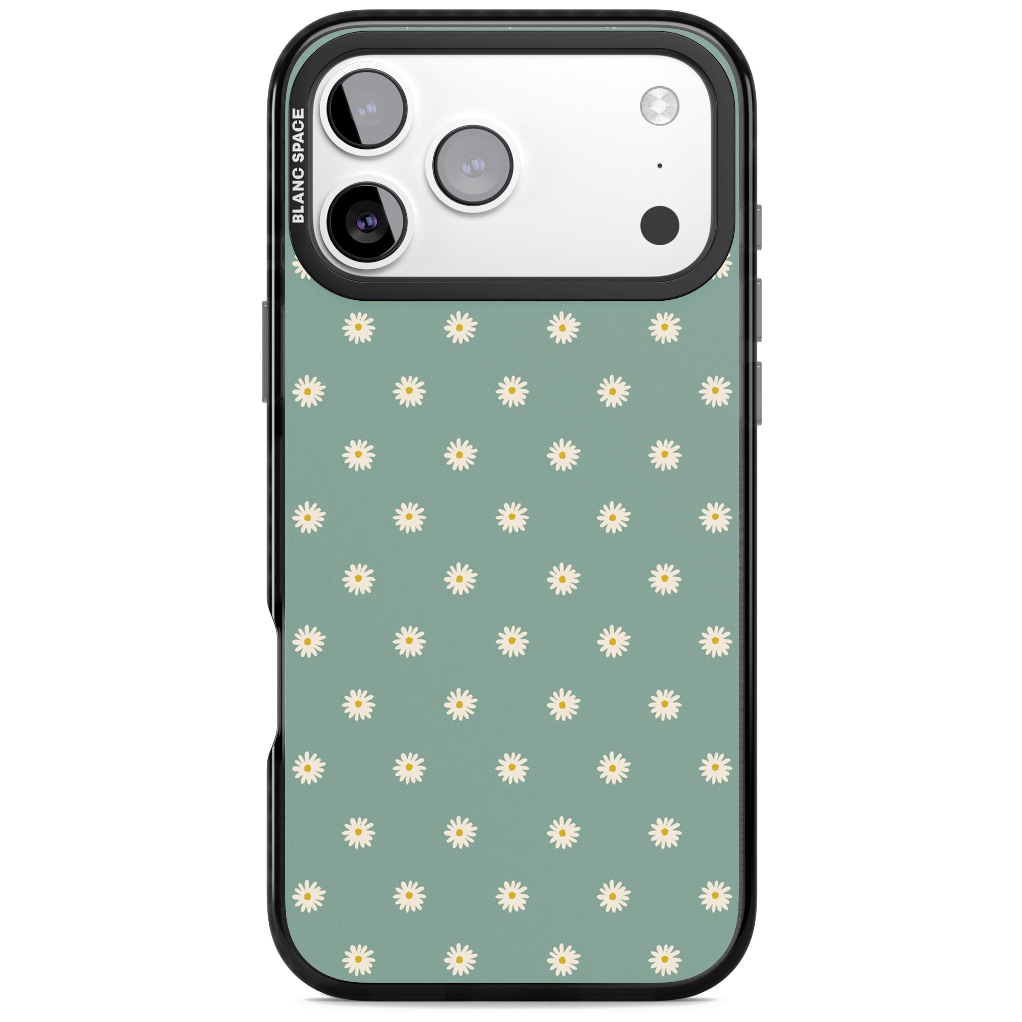Sage Daisy Floral iPhone 17 Pro Max Impact Pro Black Phone Case