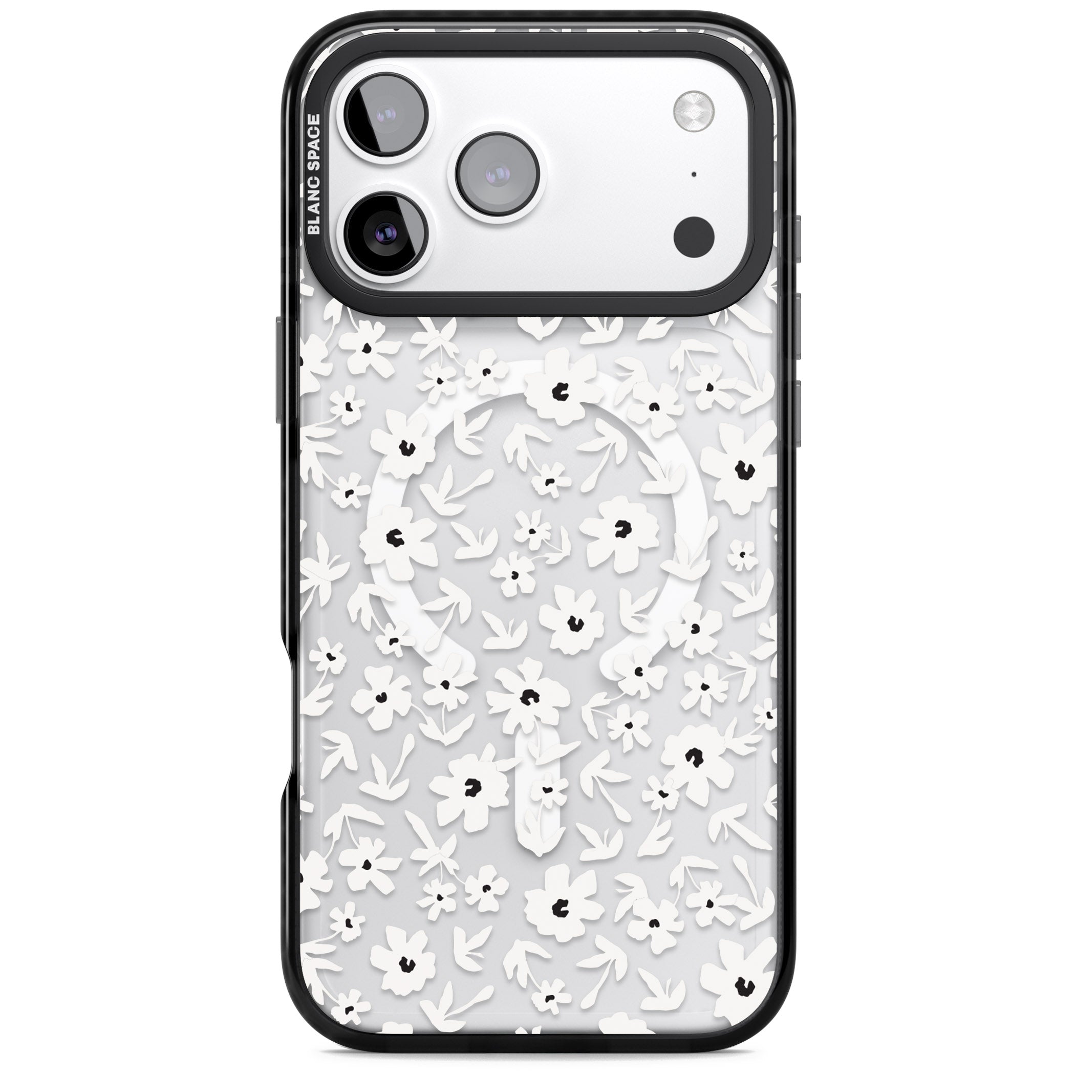 Monochrome Floral iPhone 17 Pro Max Impact Pro Black Phone Case