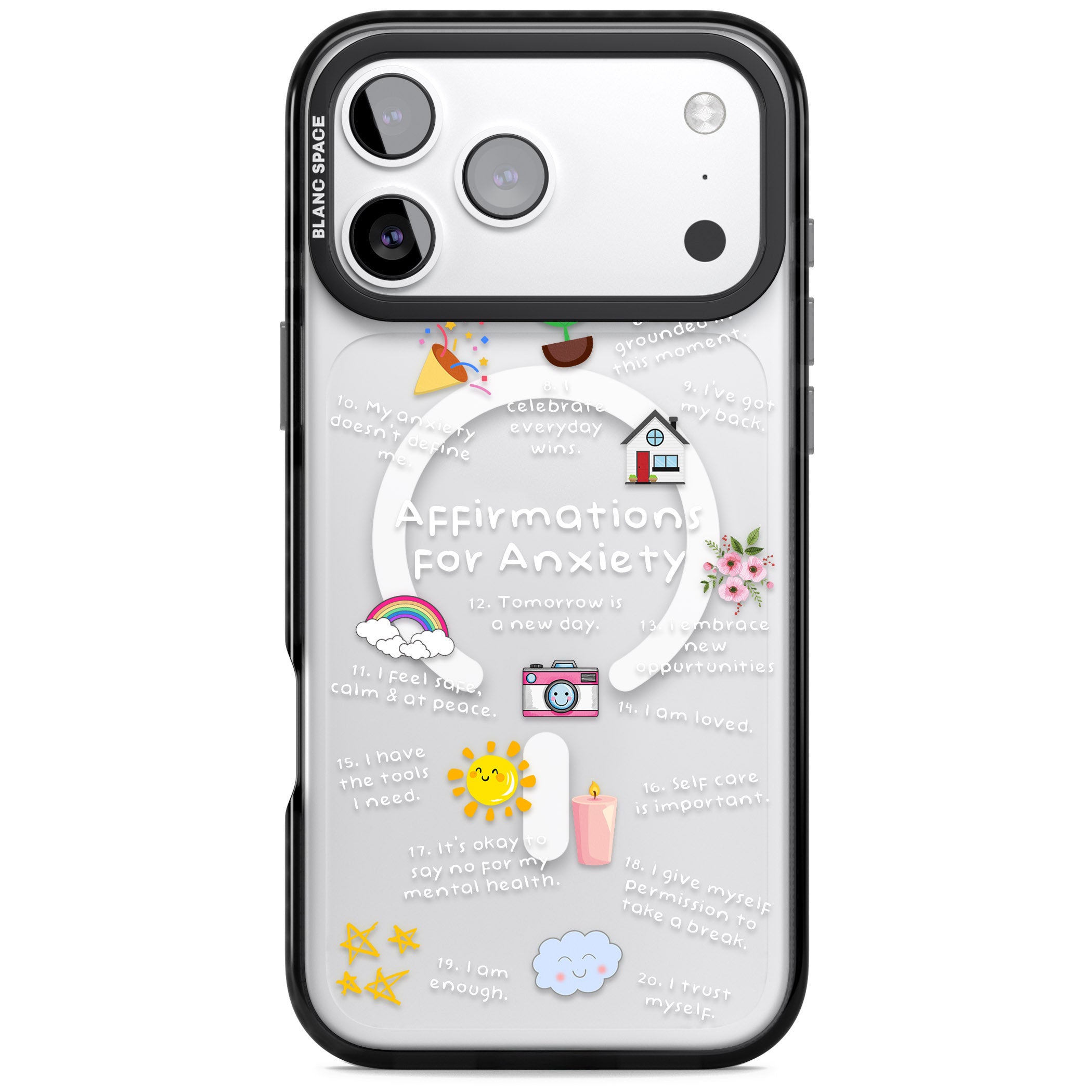 Anxiety White Text iPhone 17 Pro Impact Pro Black Phone Case