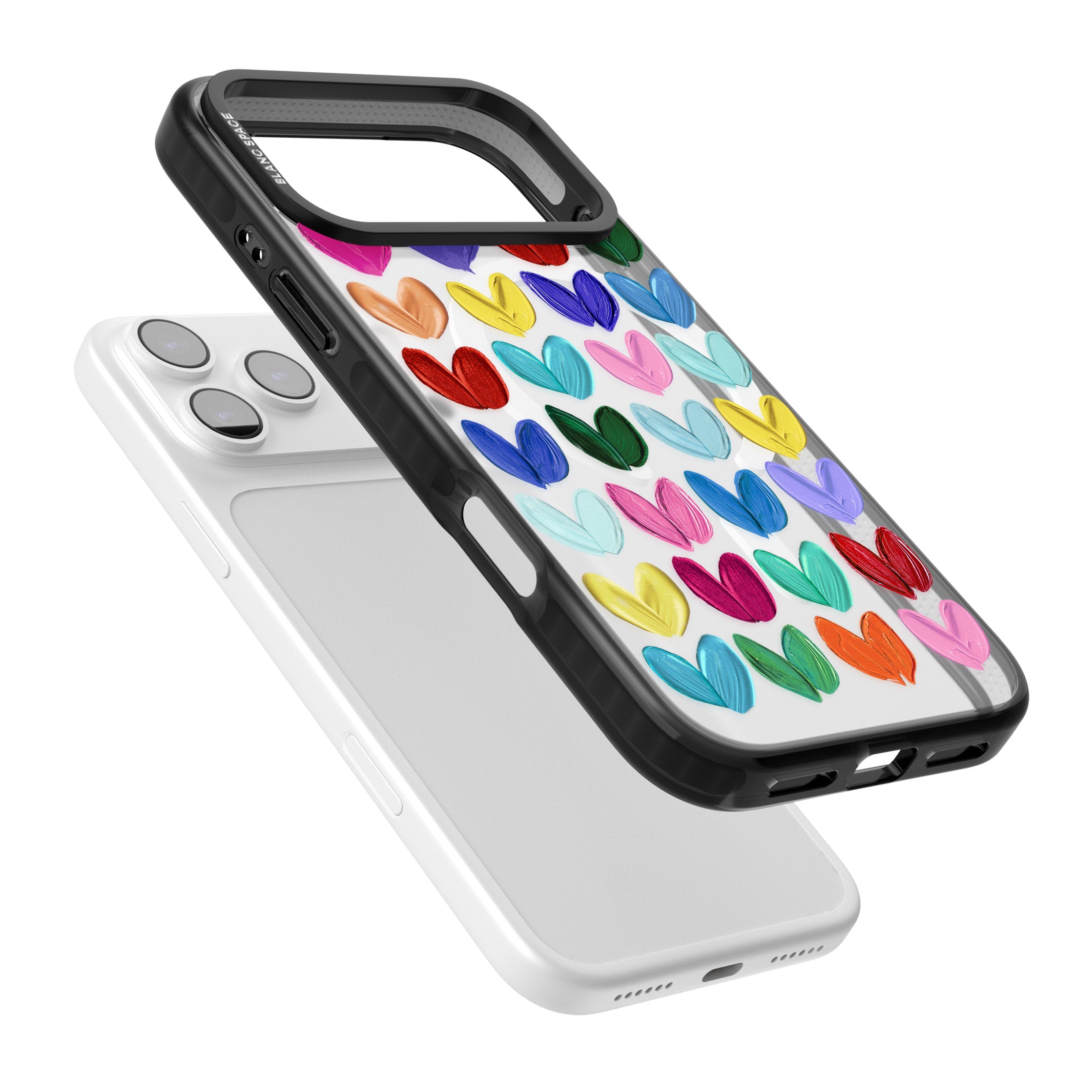 Oil Painted Hearts iPhone 17 Pro Max Impact Pro Black Phone Case Colours