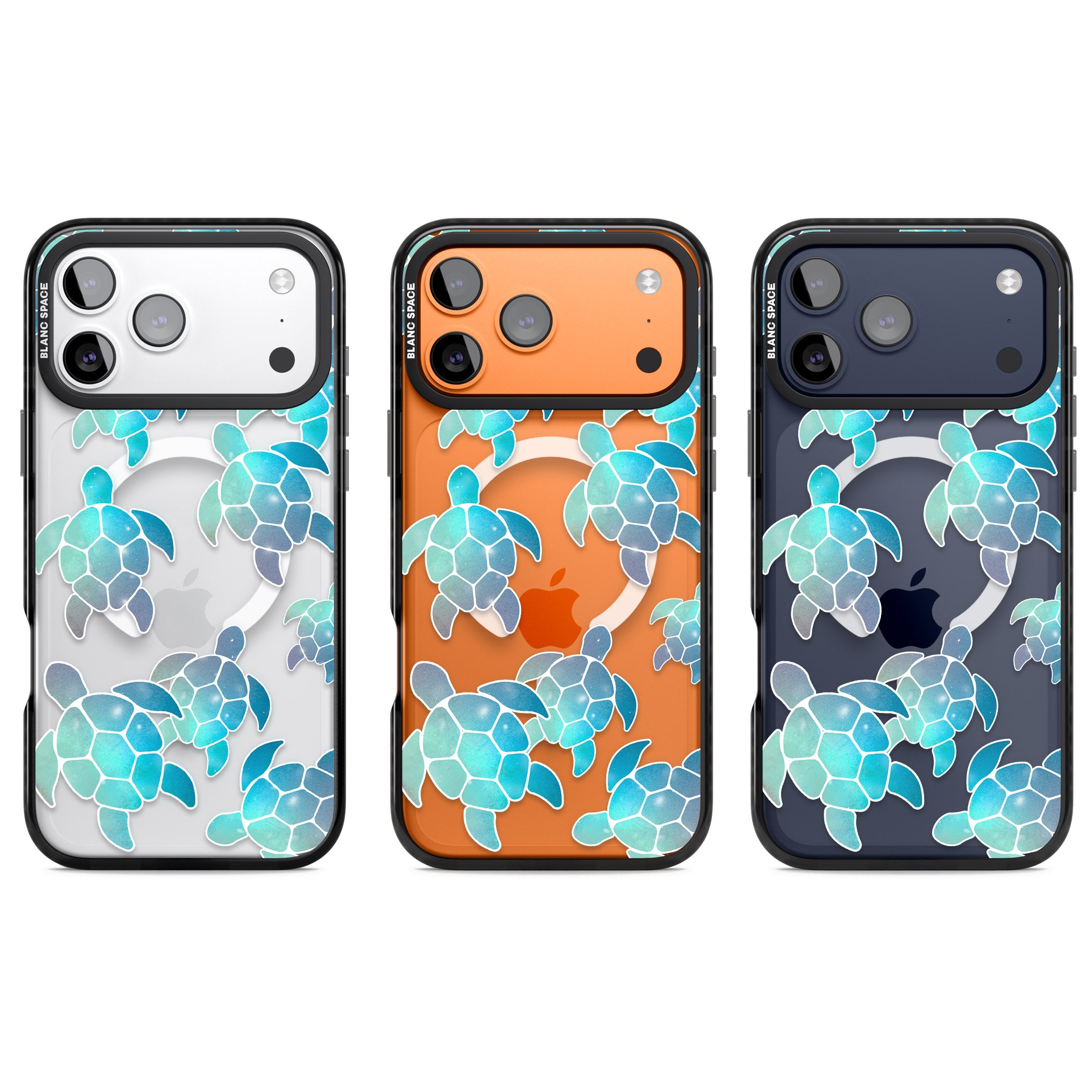 Aqua Space Turtles iPhone 17 Pro Impact Pro Black Phone Case APT Impact Protection