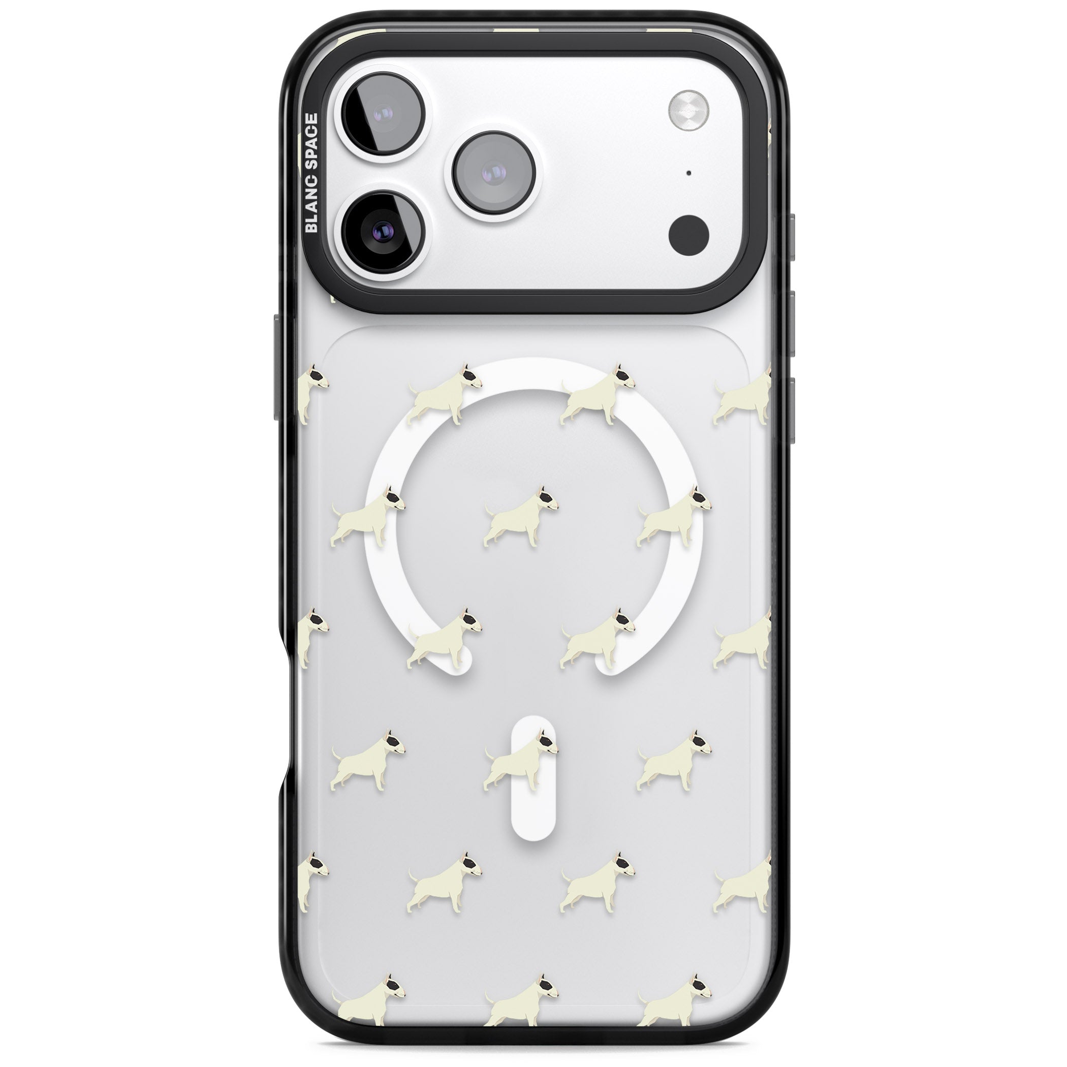 Bull Terrier Pattern iPhone 17 Pro Max Impact Pro Black Phone Case