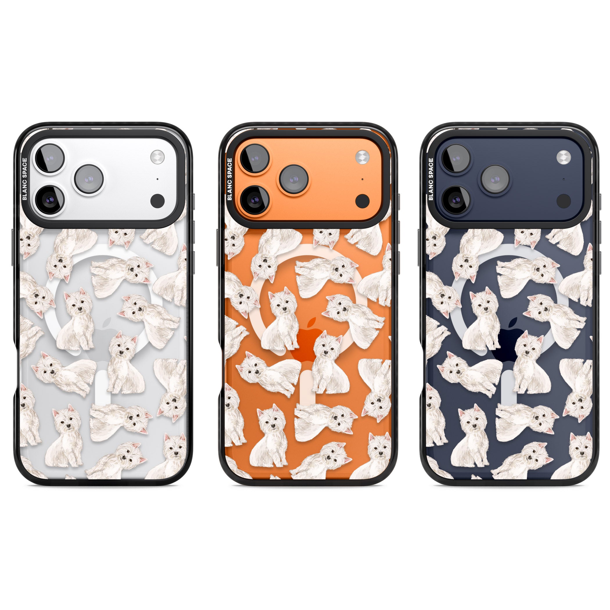 Westie Dog Pattern iPhone 17 Pro Impact Pro Black Phone Case APT Impact Protection