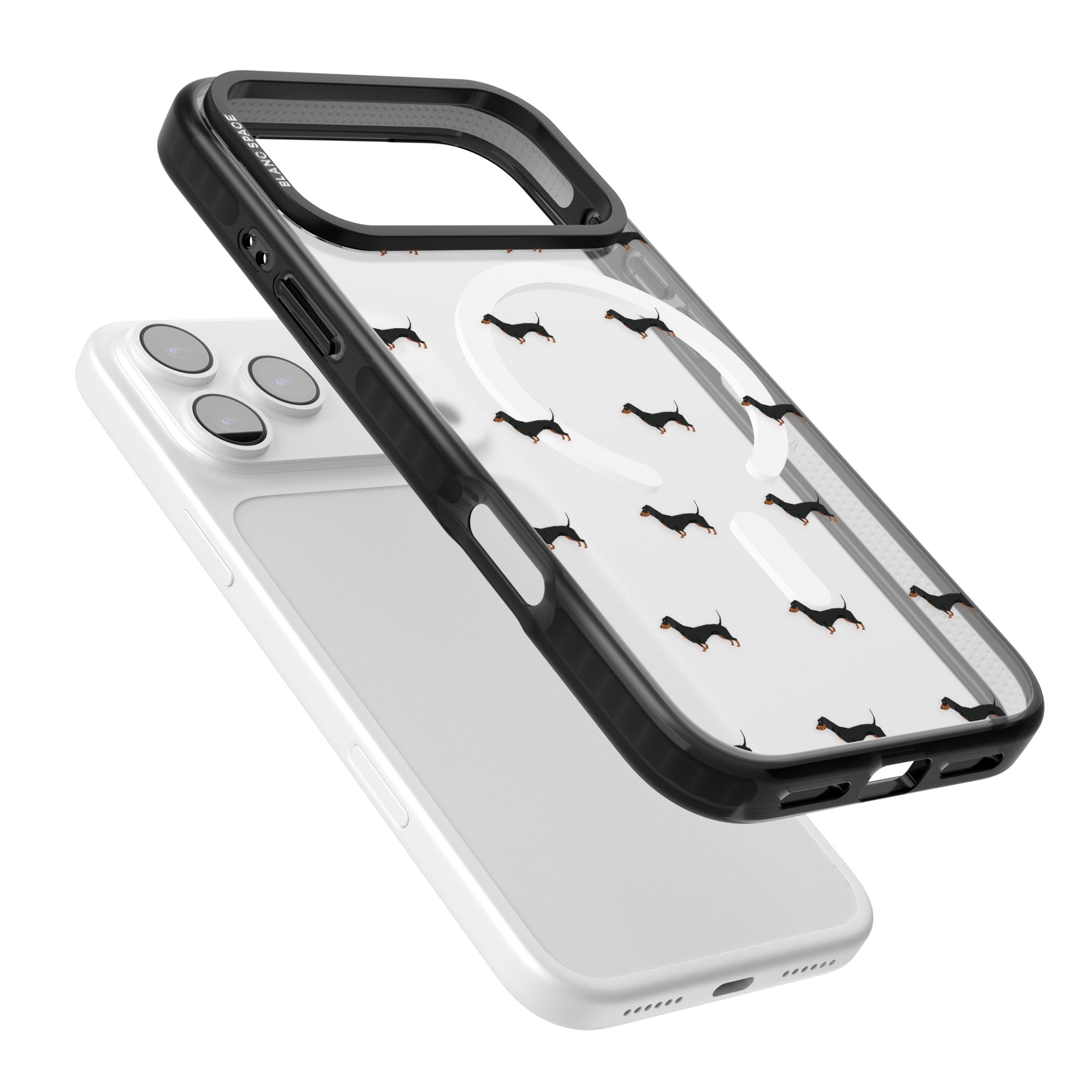 Dachshund Pattern Clear iPhone 17 Pro Max Impact Pro Black Phone Case Colours