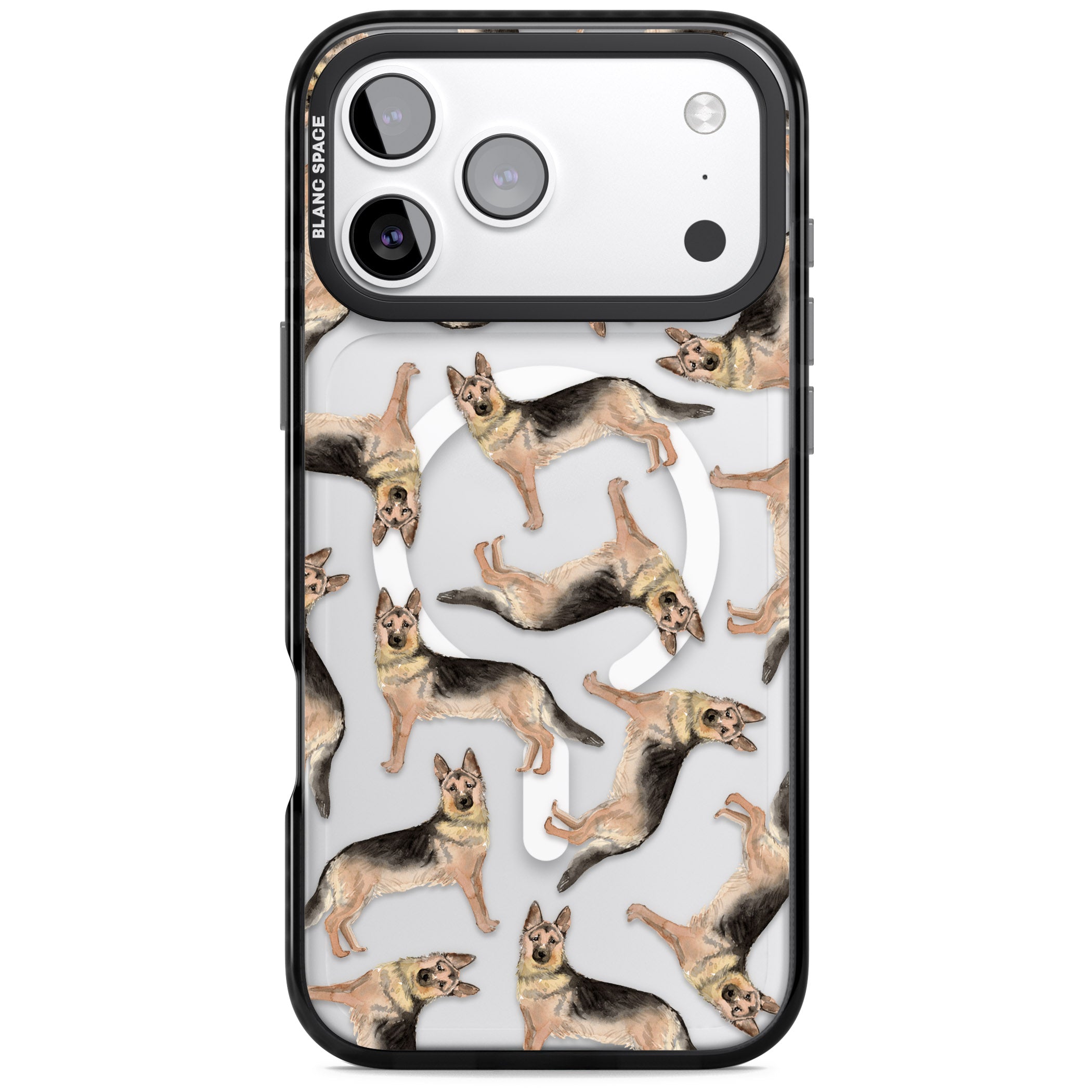 German Shepherd Pattern Classic iPhone 17 Pro Max Impact Pro Black Phone Case