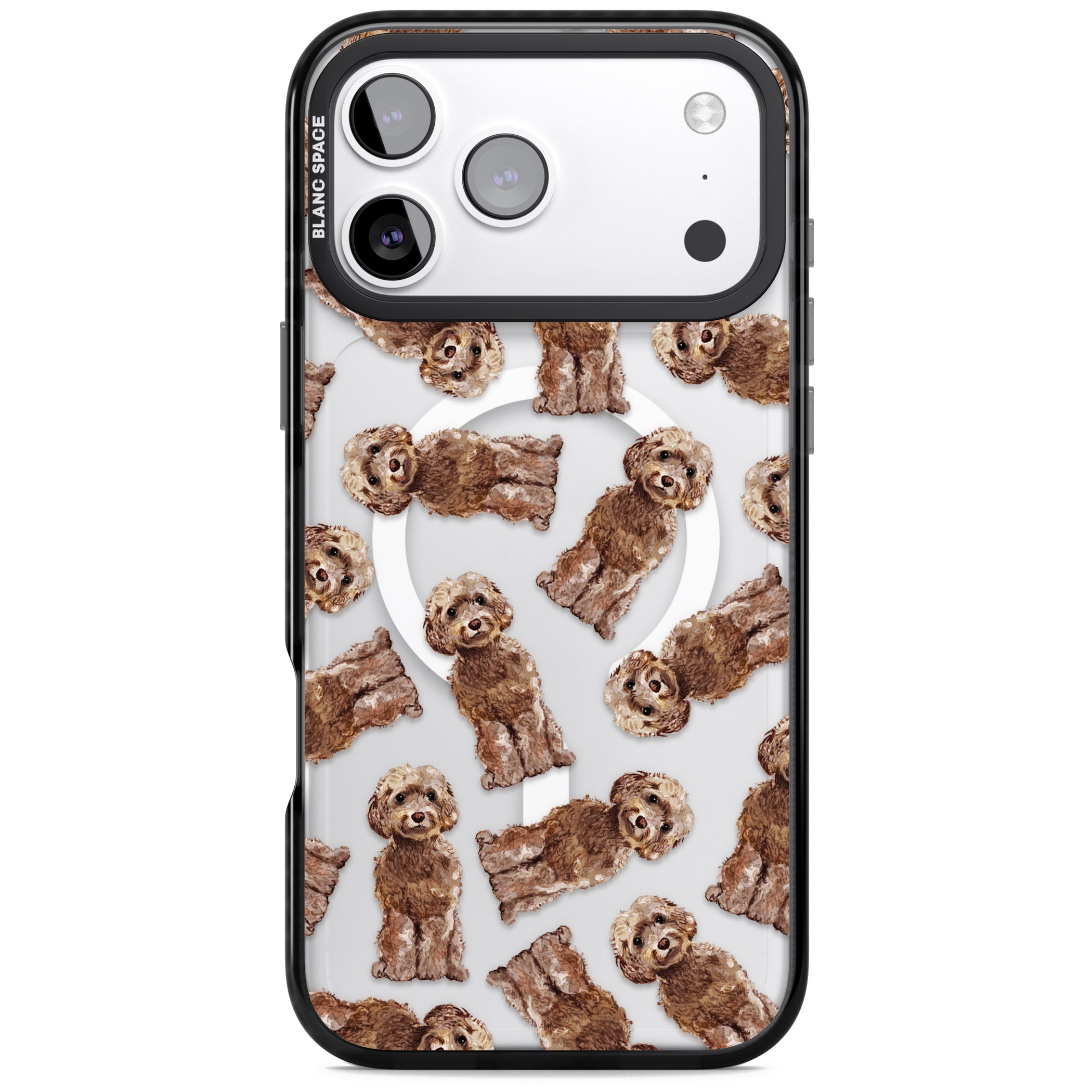 Brown Dog Pattern iPhone 17 Pro Impact Pro Black Phone Case