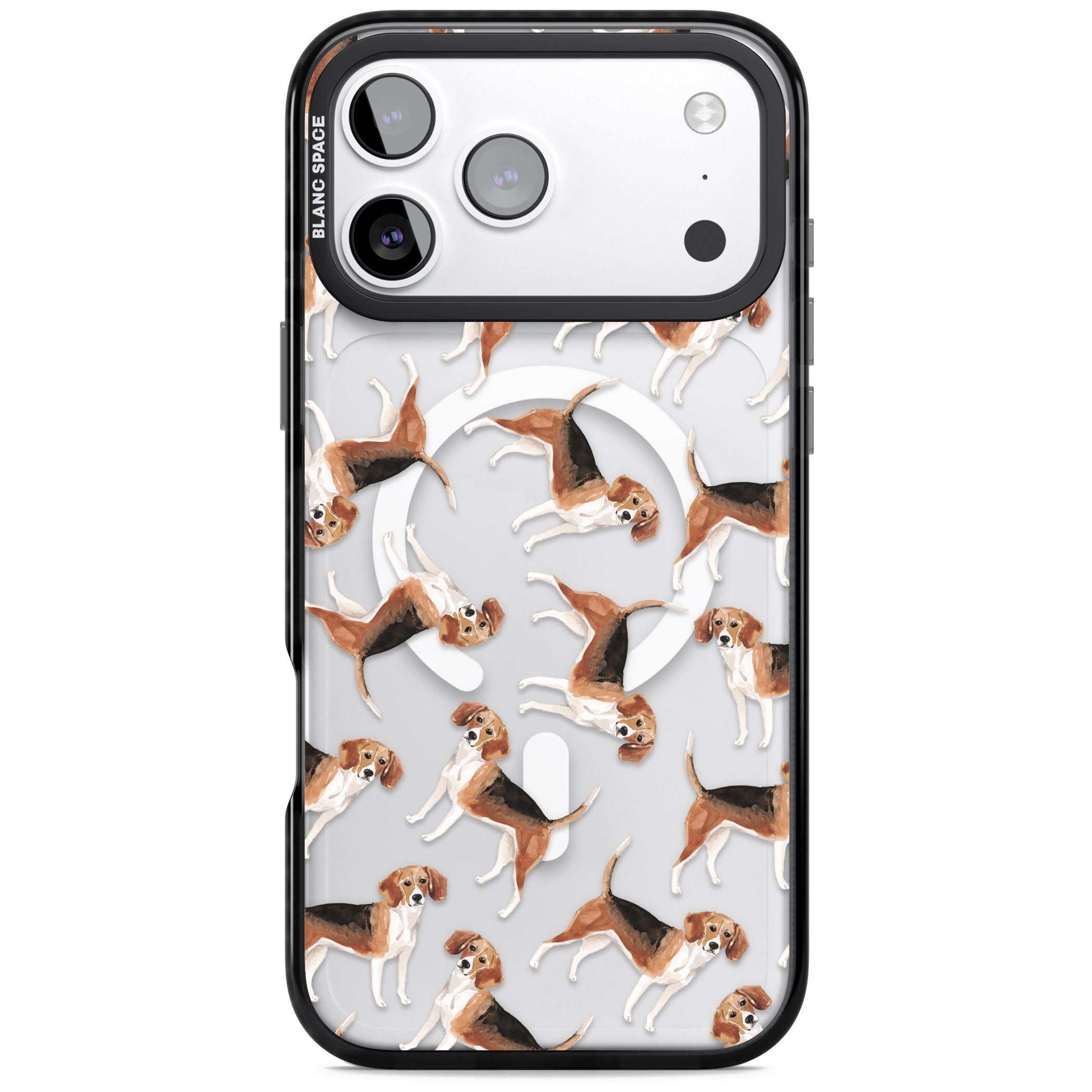 Beagle Watercolor Pattern iPhone 17 Pro Max Impact Pro Black Phone Case