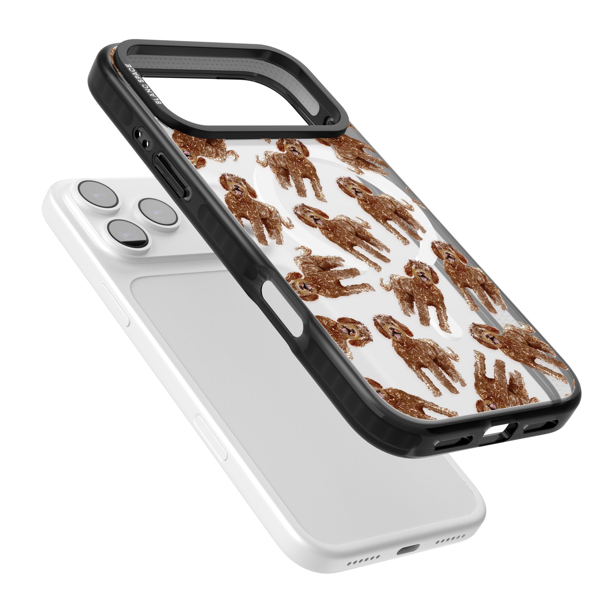 Labradoodle Brown Pattern iPhone 17 Pro Max Impact Pro Black Phone Case Colours