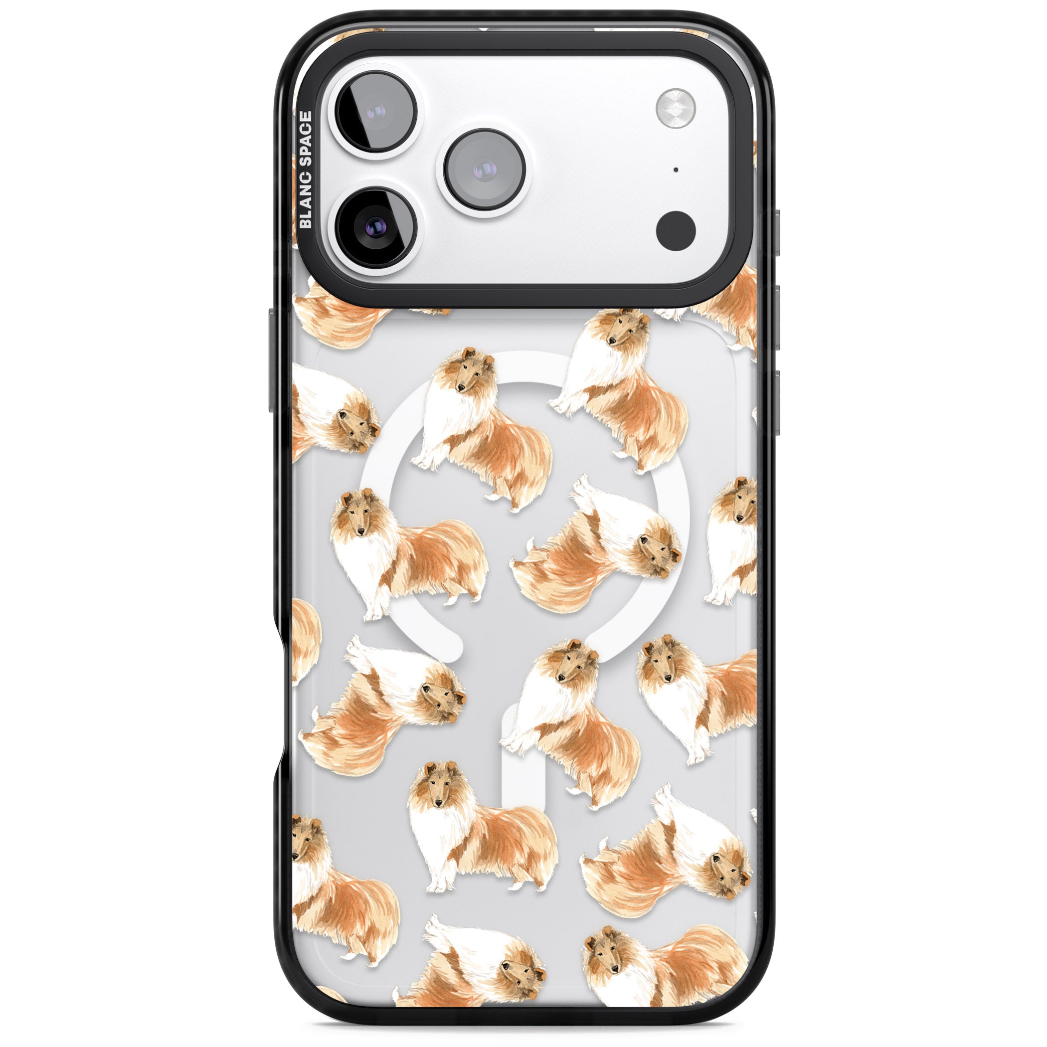 Collie Watercolor iPhone 17 Pro Max Impact Pro Black Phone Case