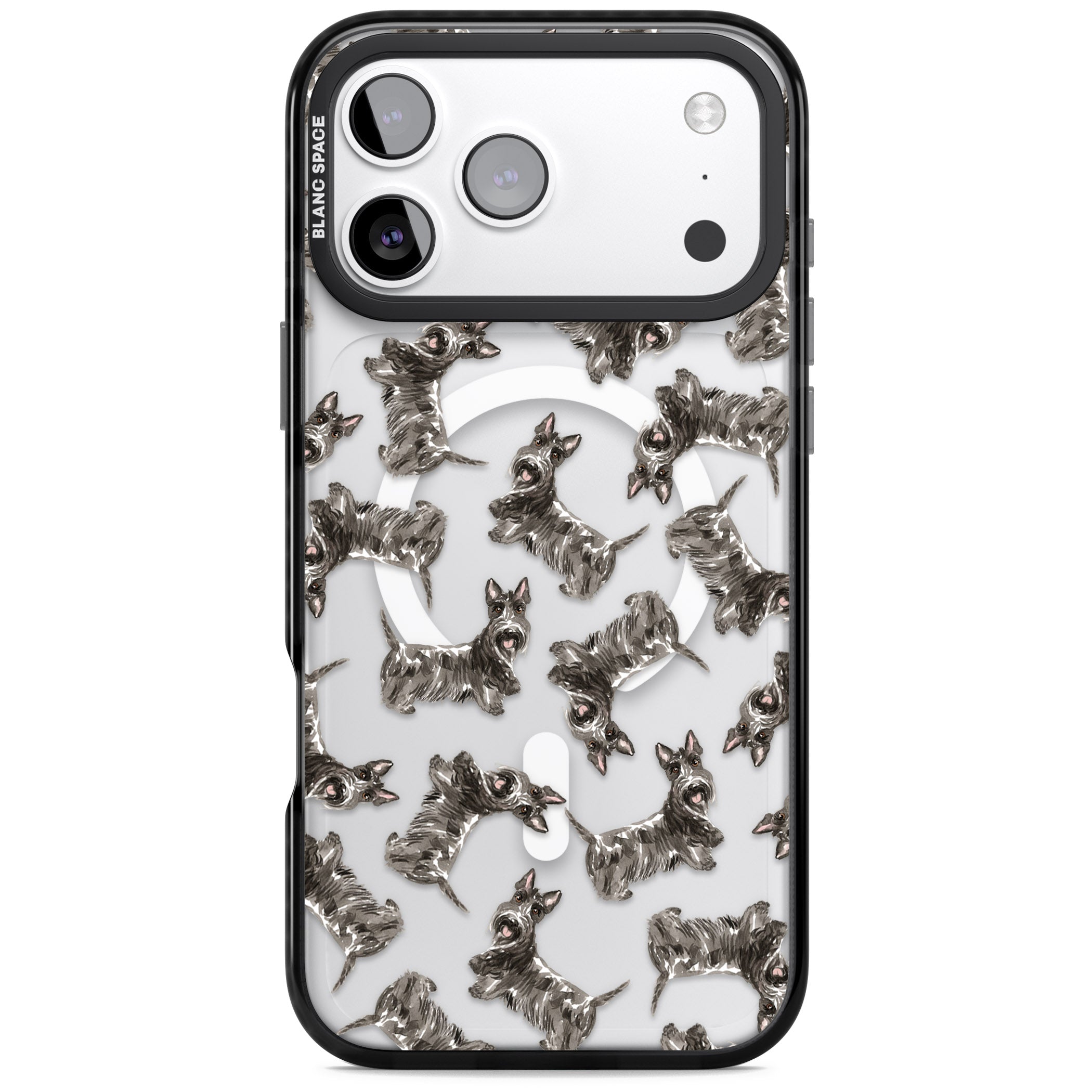 Scottish Terrier Pattern iPhone 17 Pro Max Impact Pro Black Phone Case